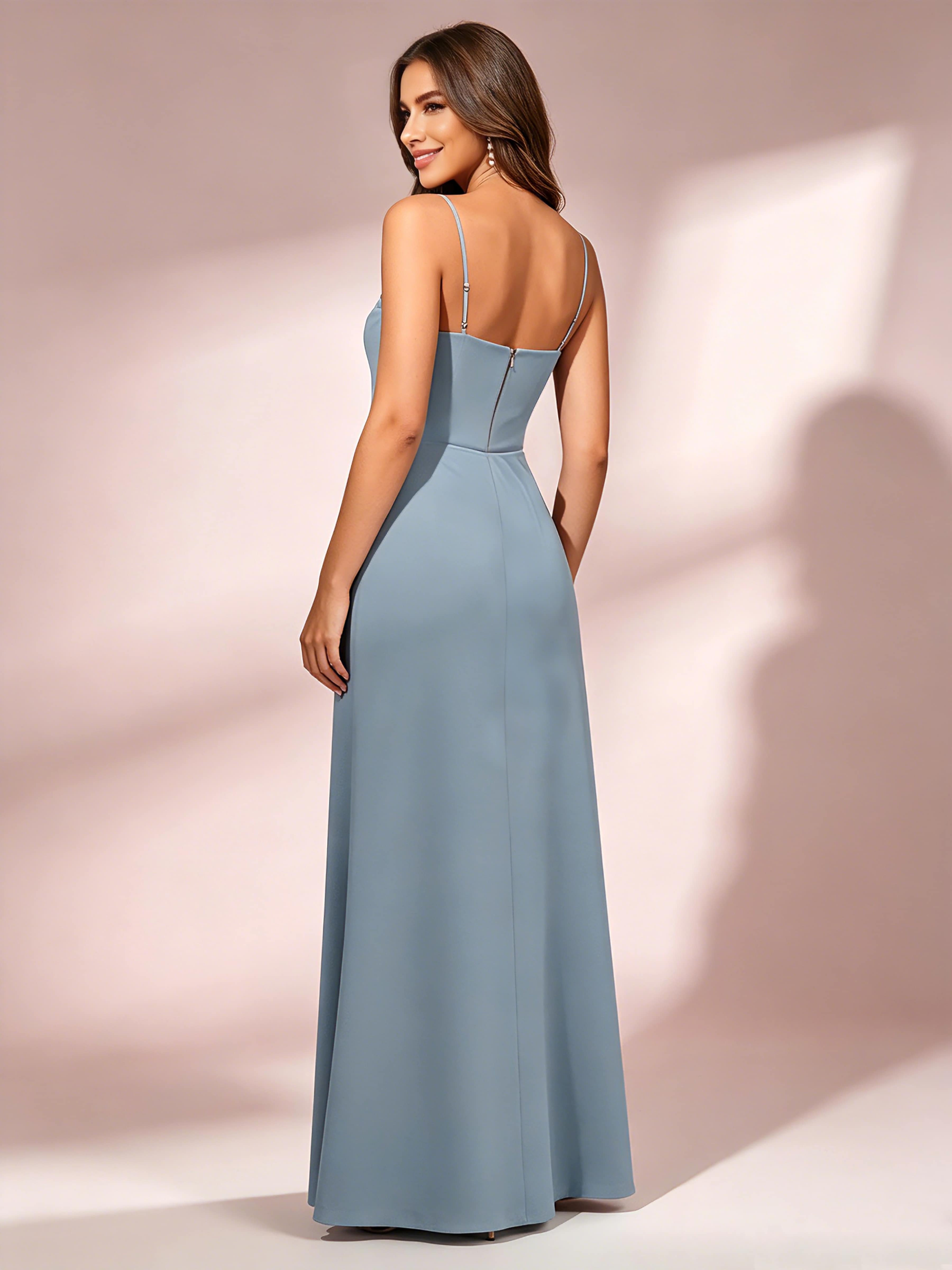 Spaghetti Straps Chiffon Bridesmaid Dress for Wedding with Belt