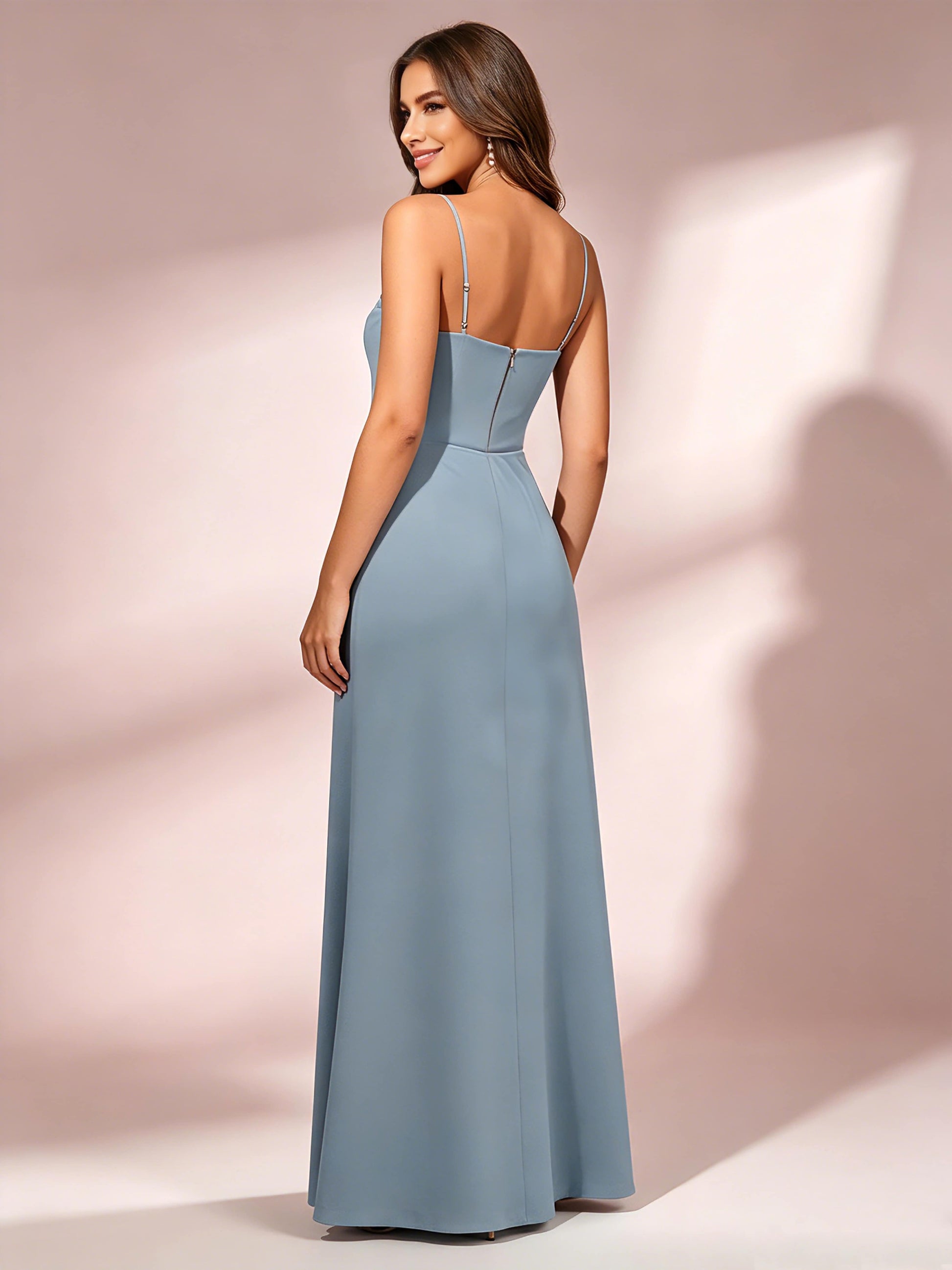 Spaghetti Straps Chiffon Bridesmaid Dress for Wedding with Belt