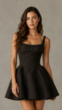 Square Neck Satin Pearl Corset Homecoming Dress for Teens