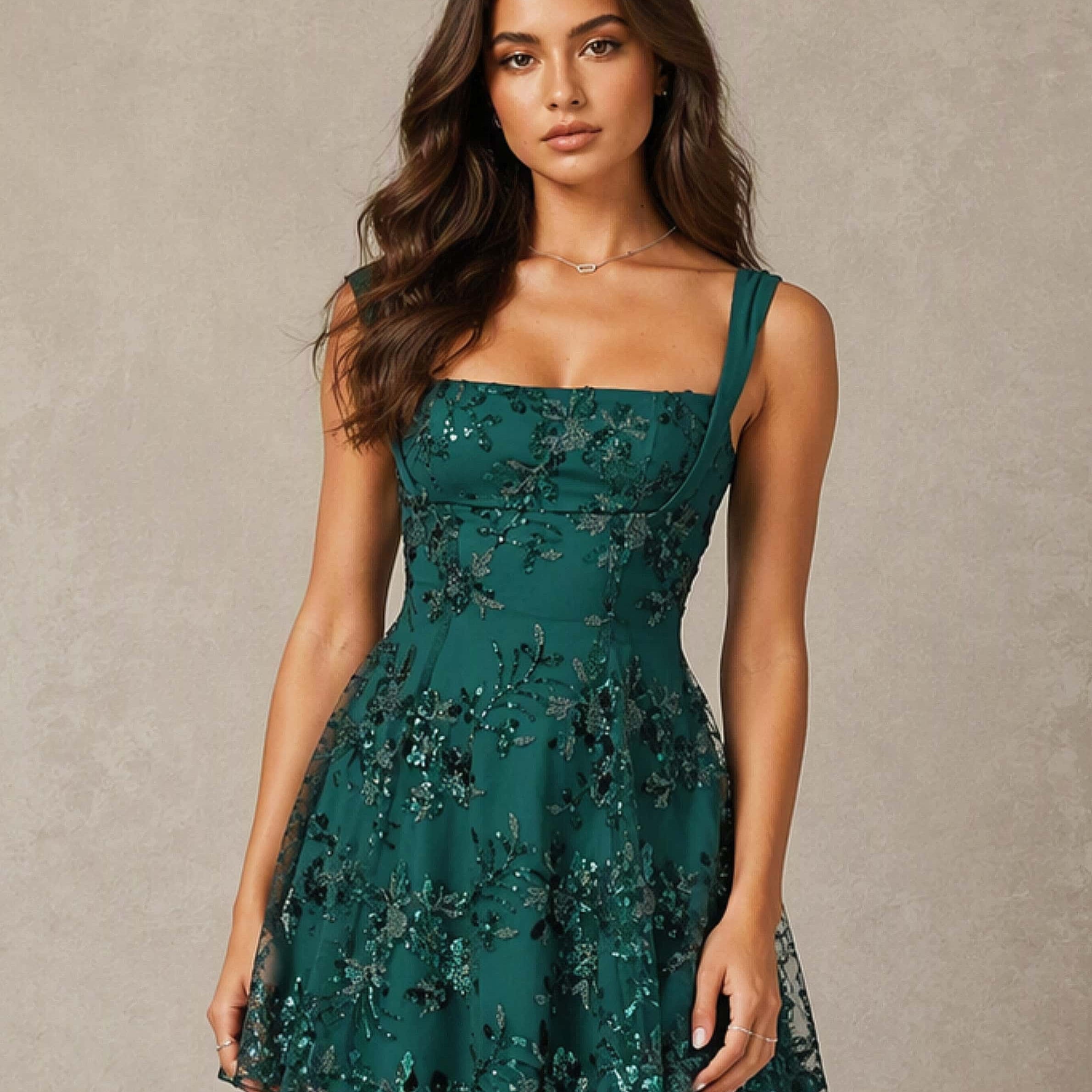 Square Neck Backless Sequin Sparkly Short Homecoming Dress