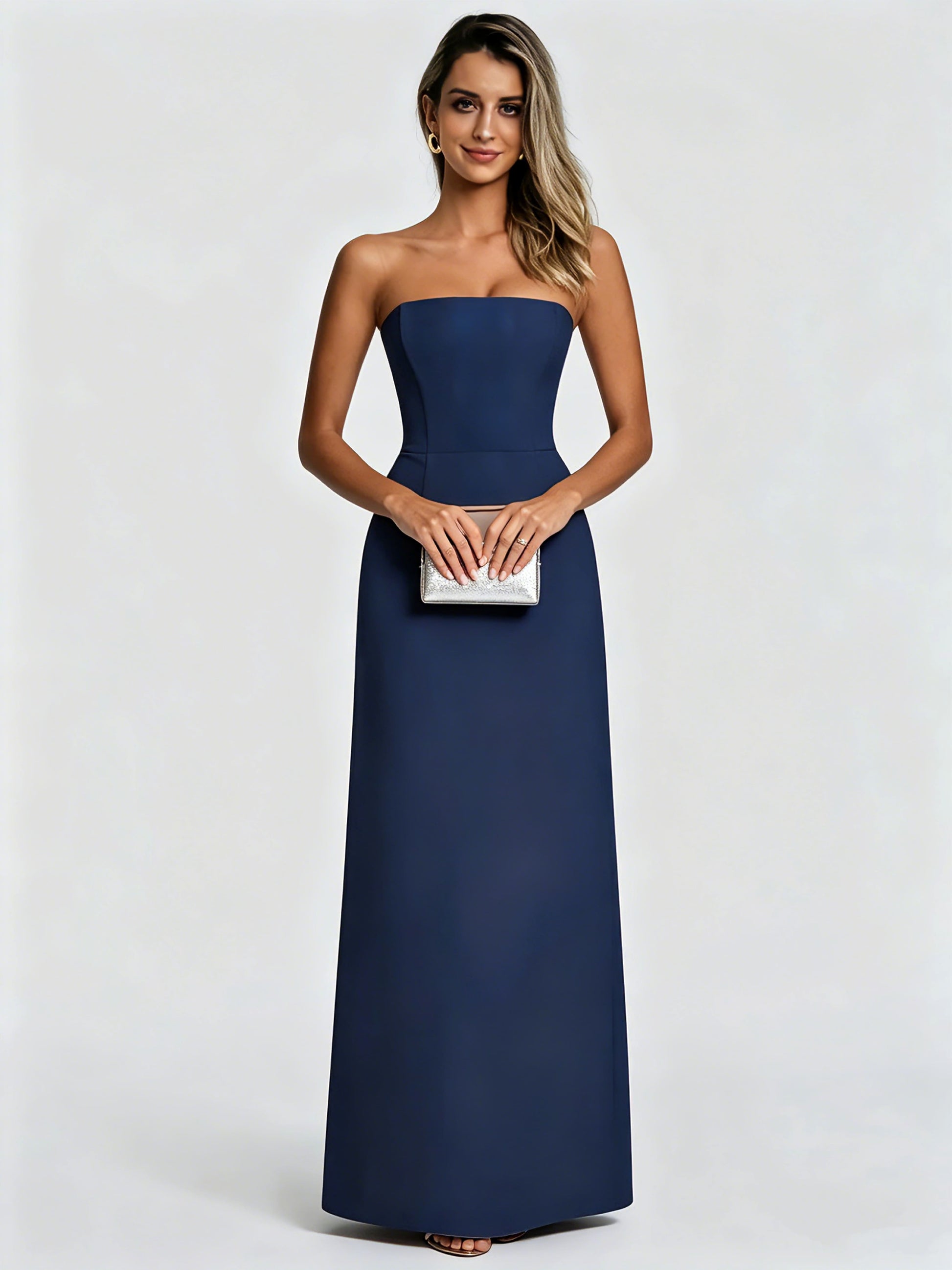 Satin Prom Dresses for Teens Strapless Formal Evening Gown