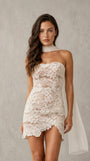 Strapless Lace Short Wedding Dress with Scarf