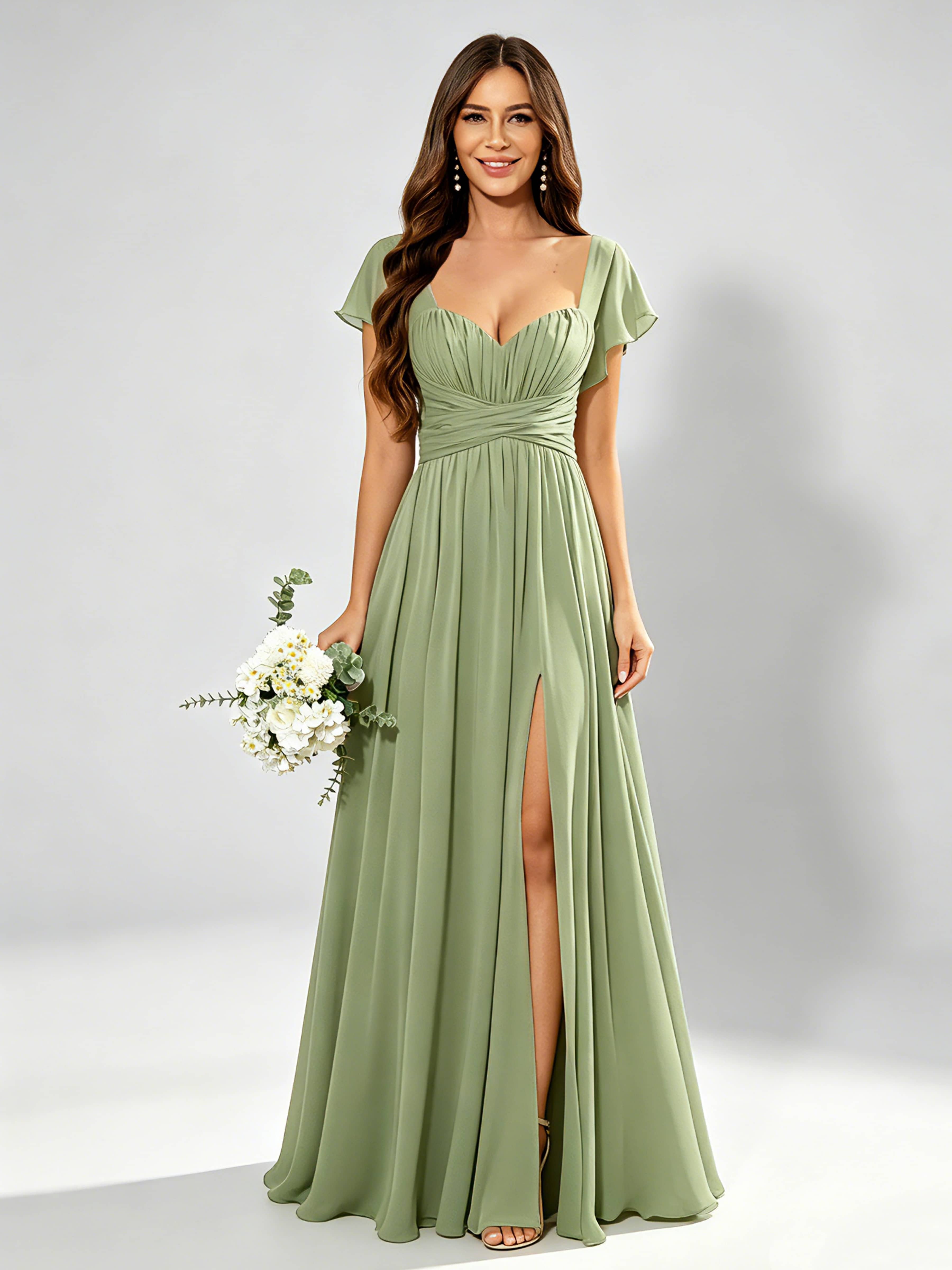 Chiffon Sweetheart Neck Empire Waist Bridesmaid Dresses