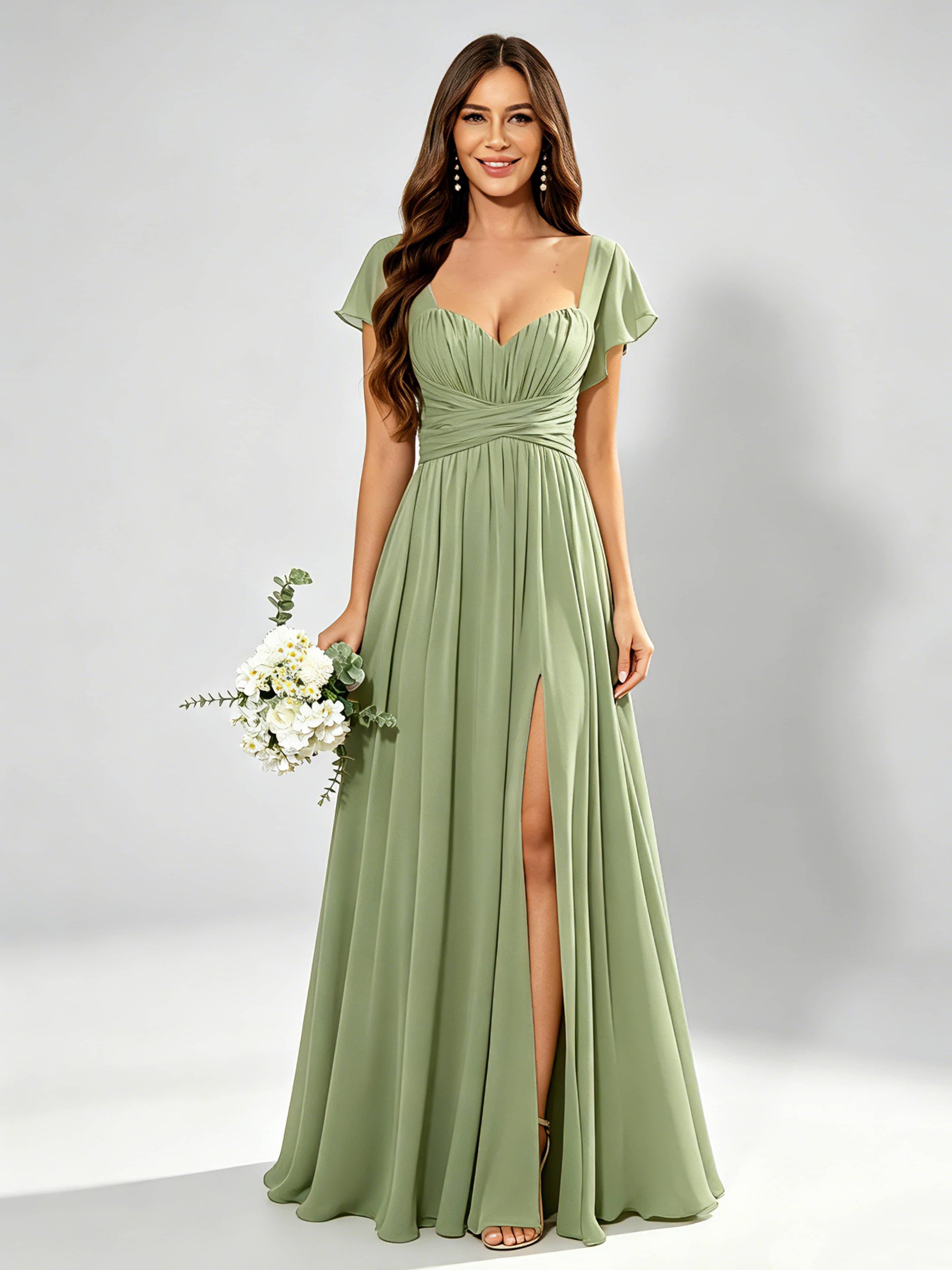 Chiffon Sweetheart Neck Empire Waist Bridesmaid Dresses