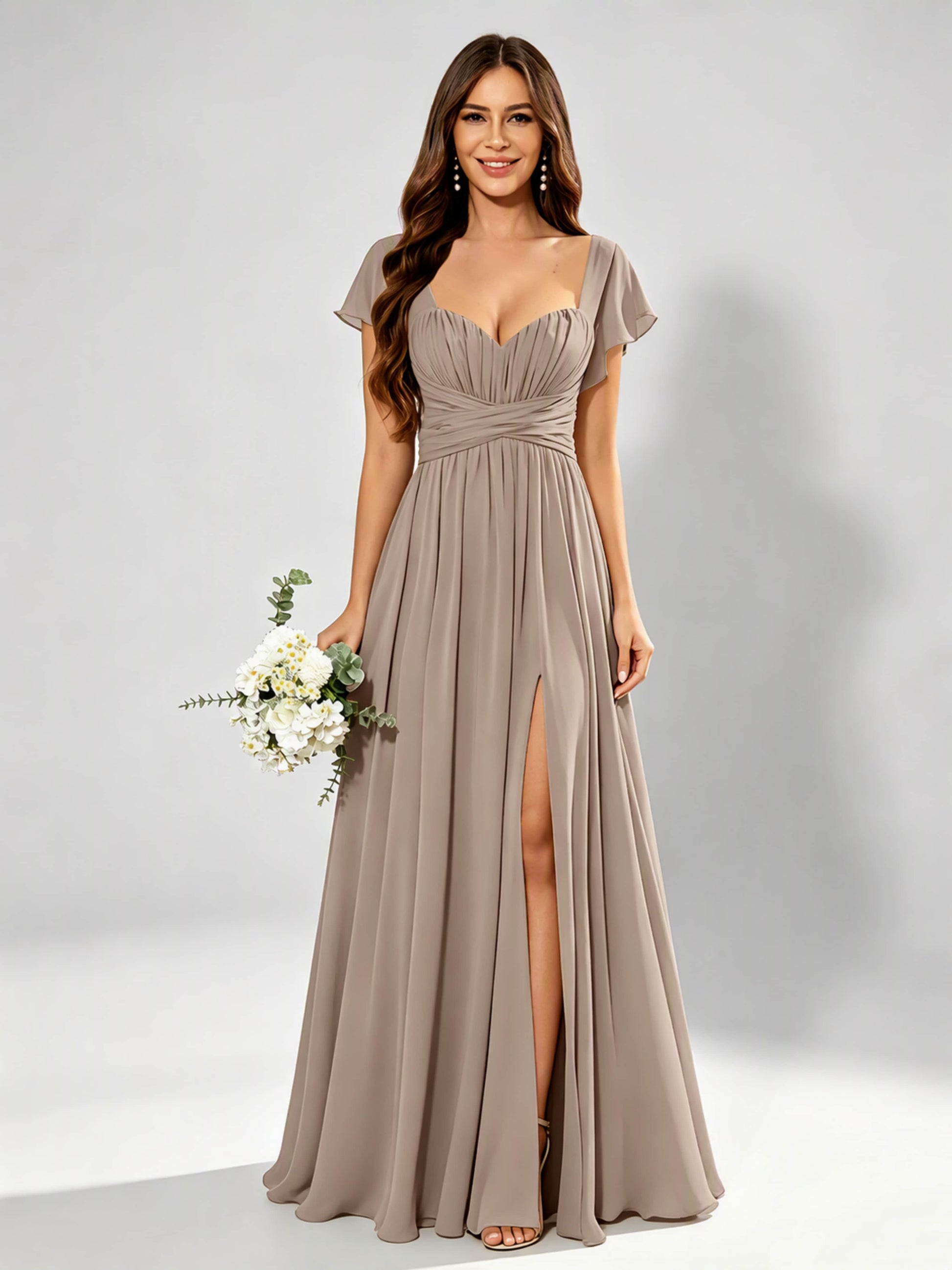 Chiffon Sweetheart Neck Empire Waist Bridesmaid Dresses