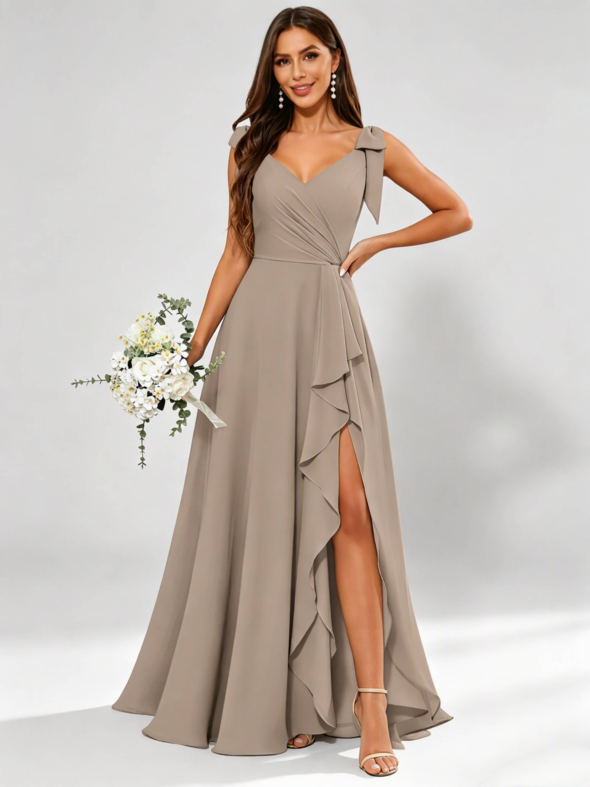 V-Neck Chiffon Bridesmaid Dresses