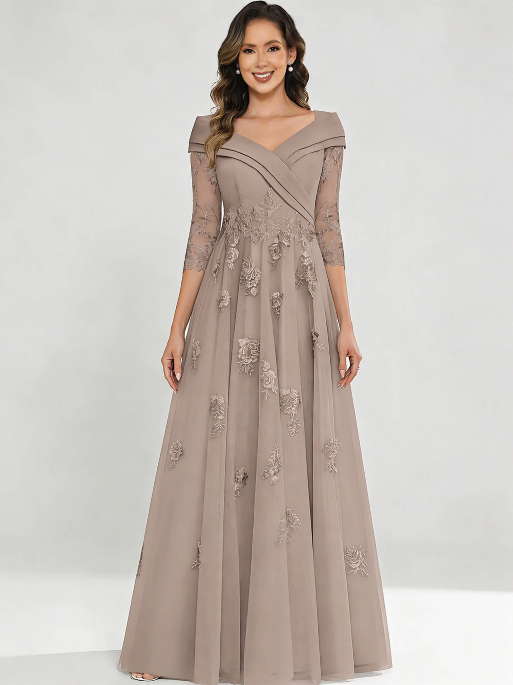 Tulle Chiffon Dressy Mother of The Bride Dresses for Women