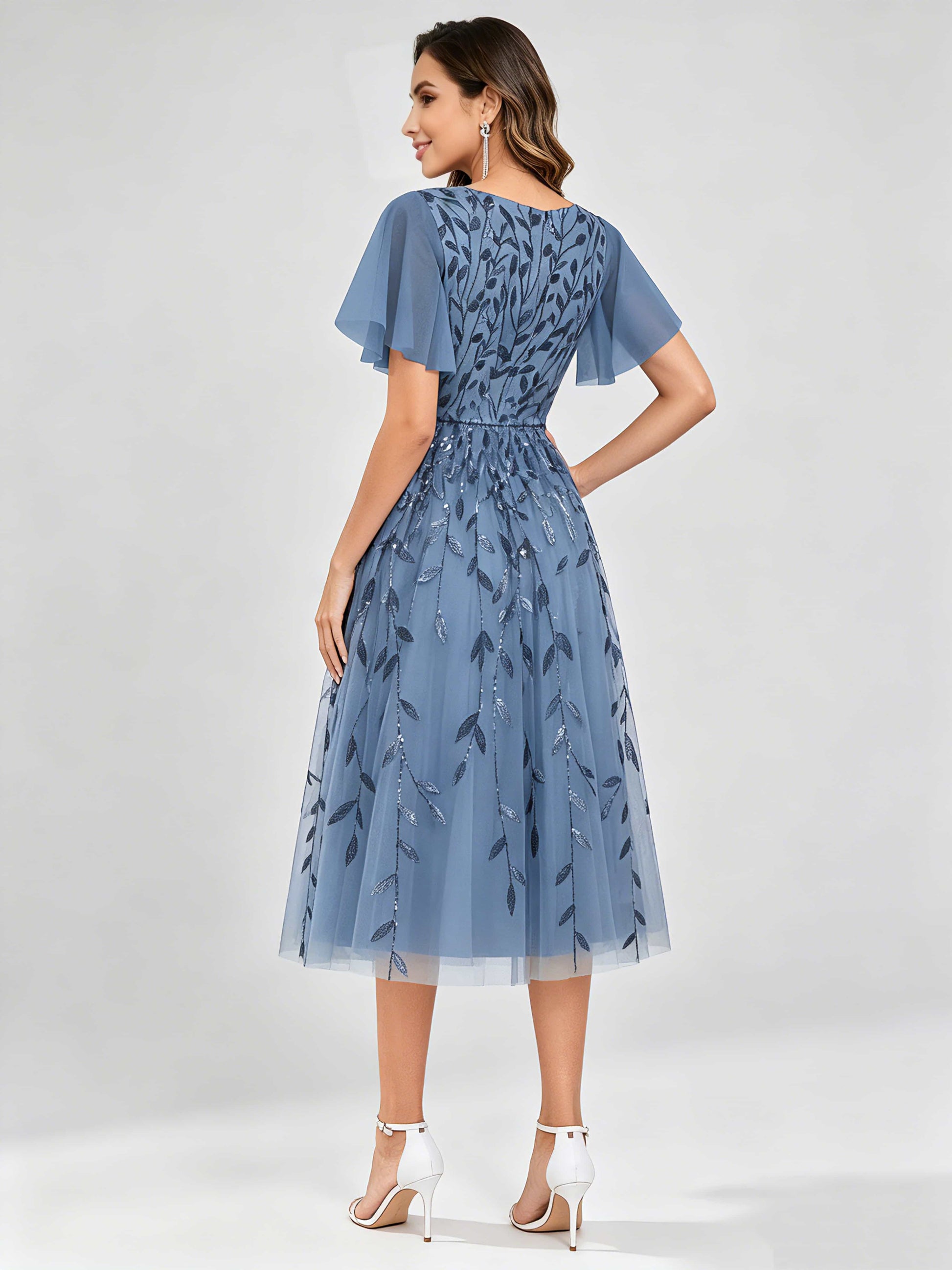 Modern A-Line Leaf Sequins Mother of the Bride & Groom Dresses