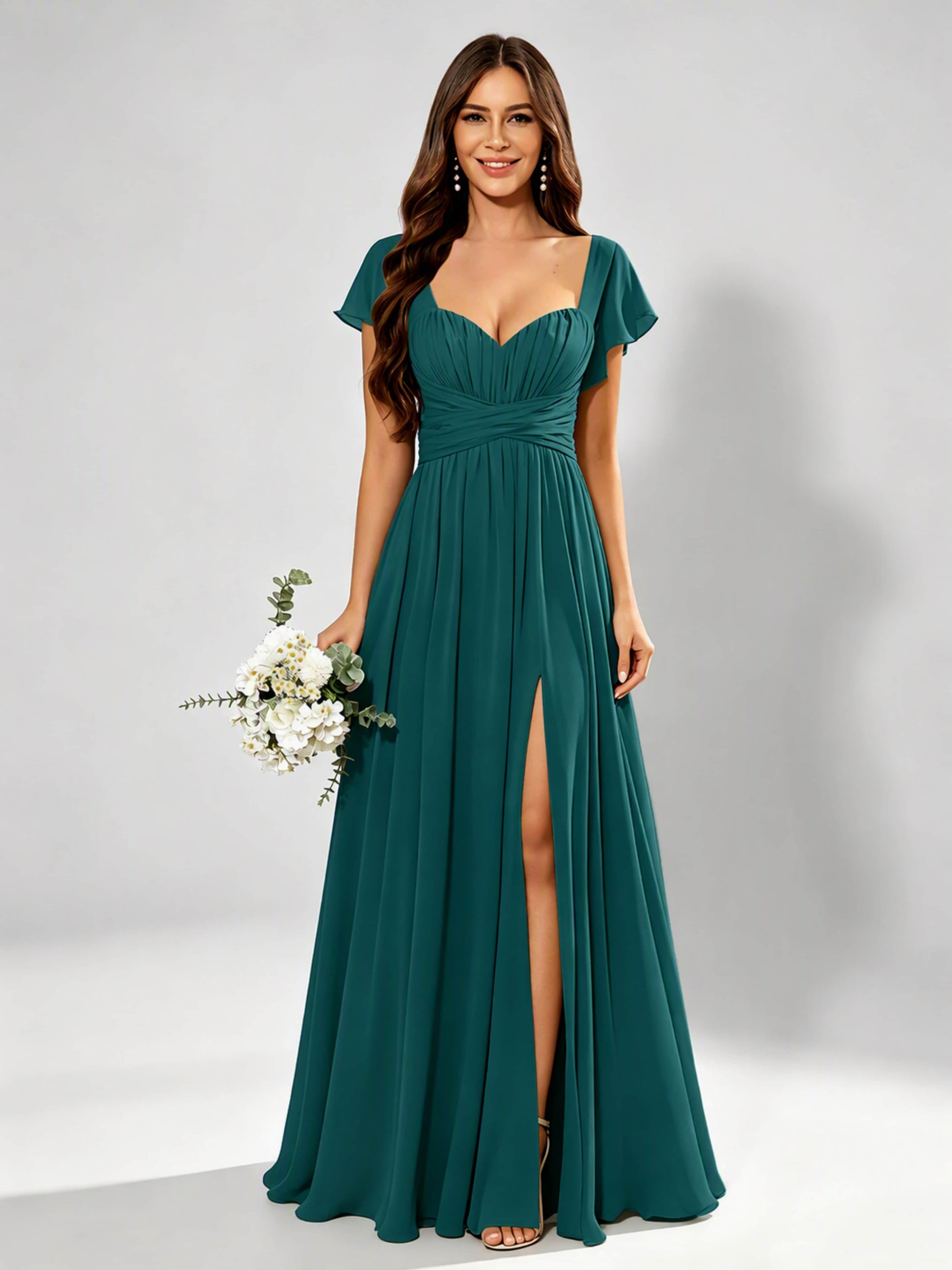Chiffon Sweetheart Neck Empire Waist Bridesmaid Dresses