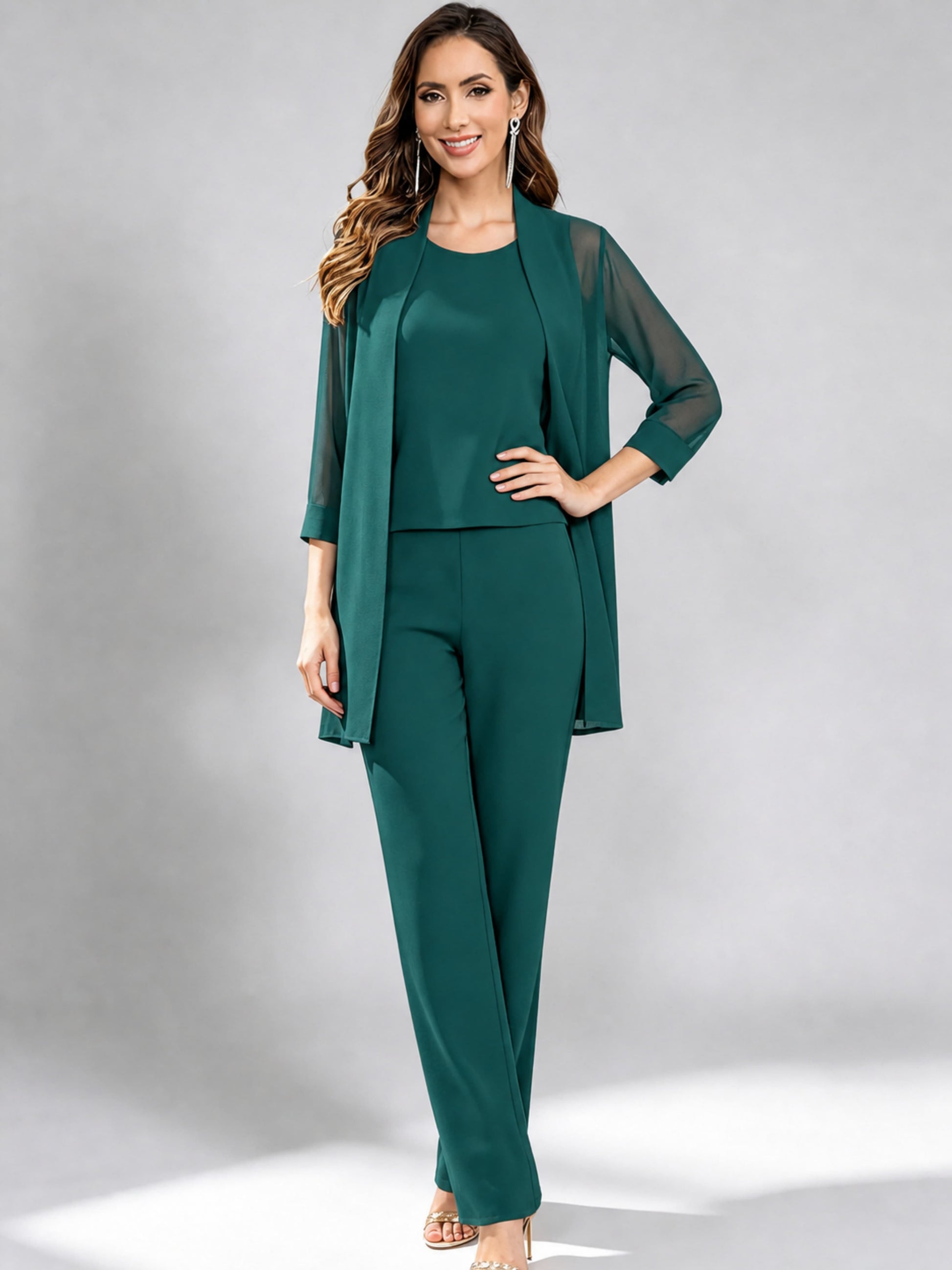 3 Pieces Mother of The Bride Pantsuits Formal Dressy Outfit