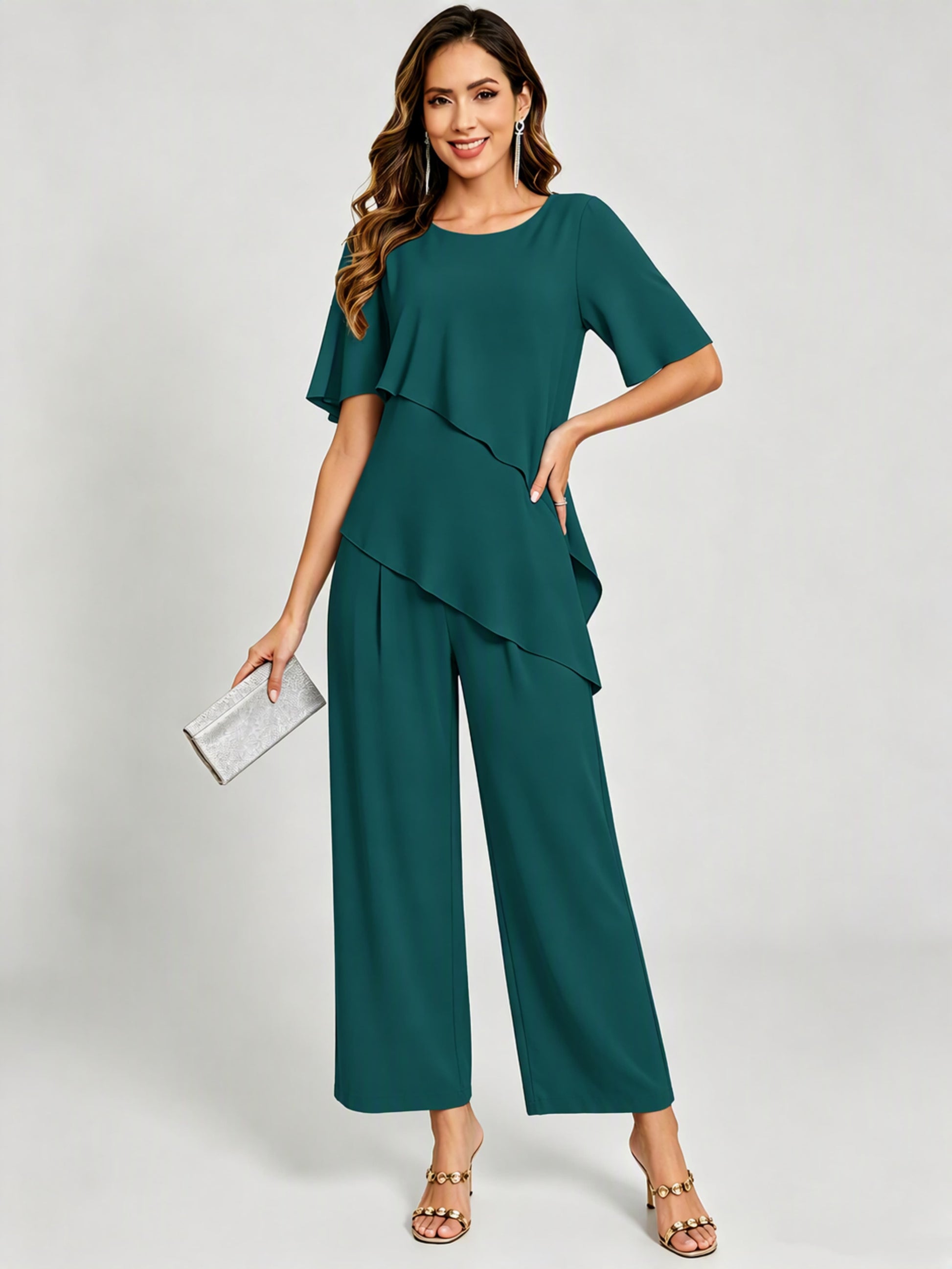 2 Pieces Mother of The Bride Pant Suits for Women Wedding