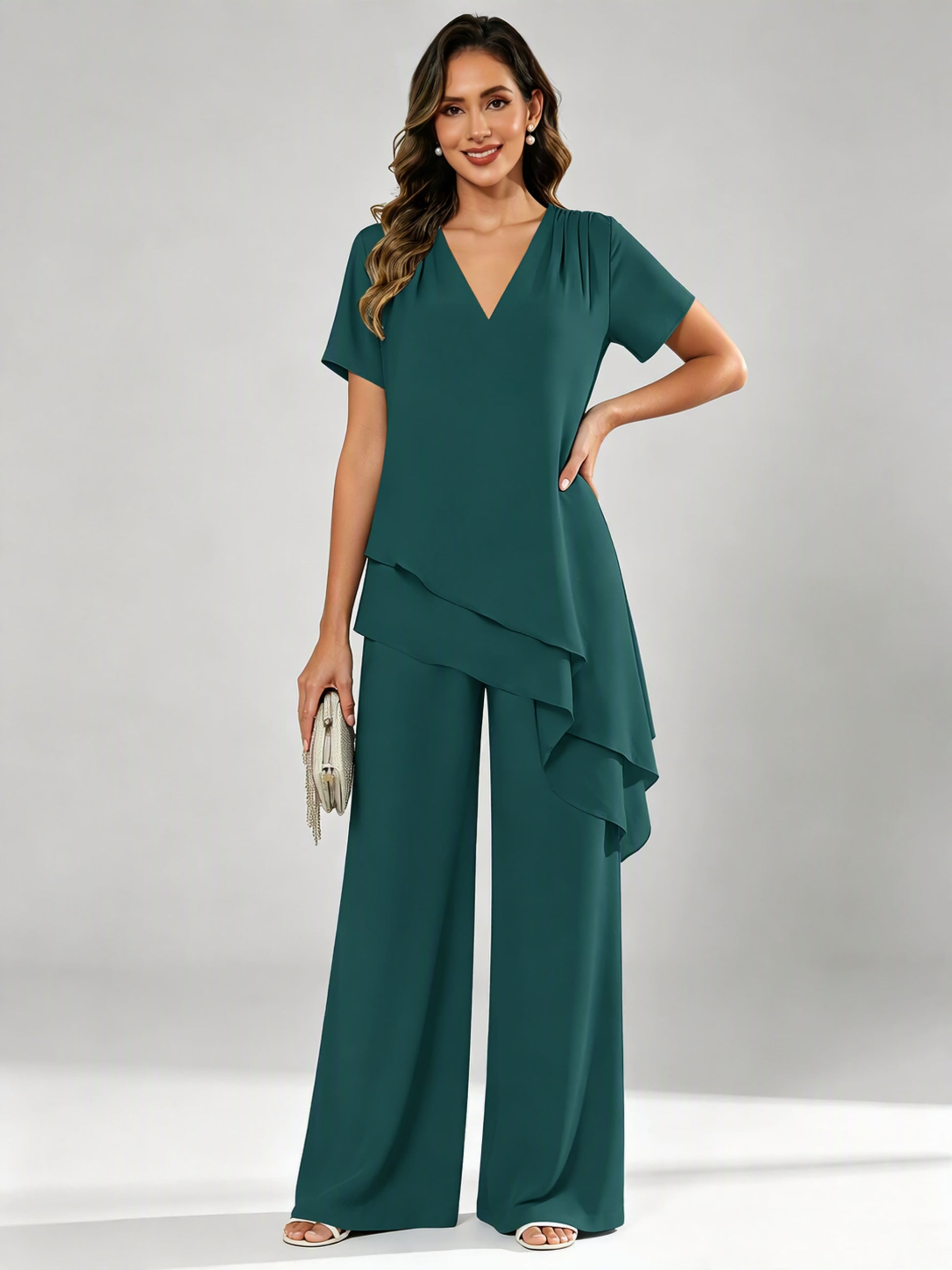 Chiffon 2 Pieces Dressy Mother of The Birde Pant Suits