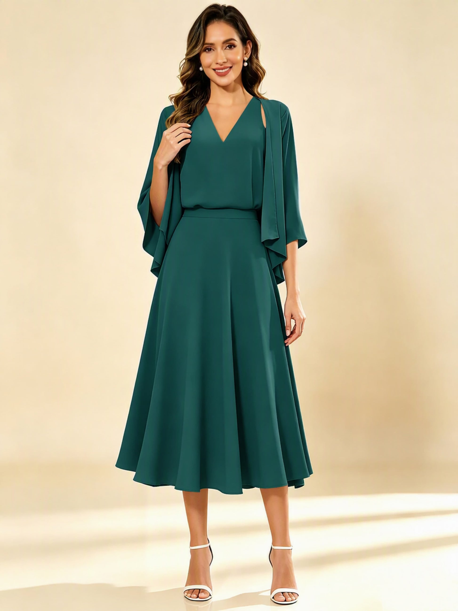A-Line Chiffon 3 Pieces Dressy Mother of The Bride Dresses