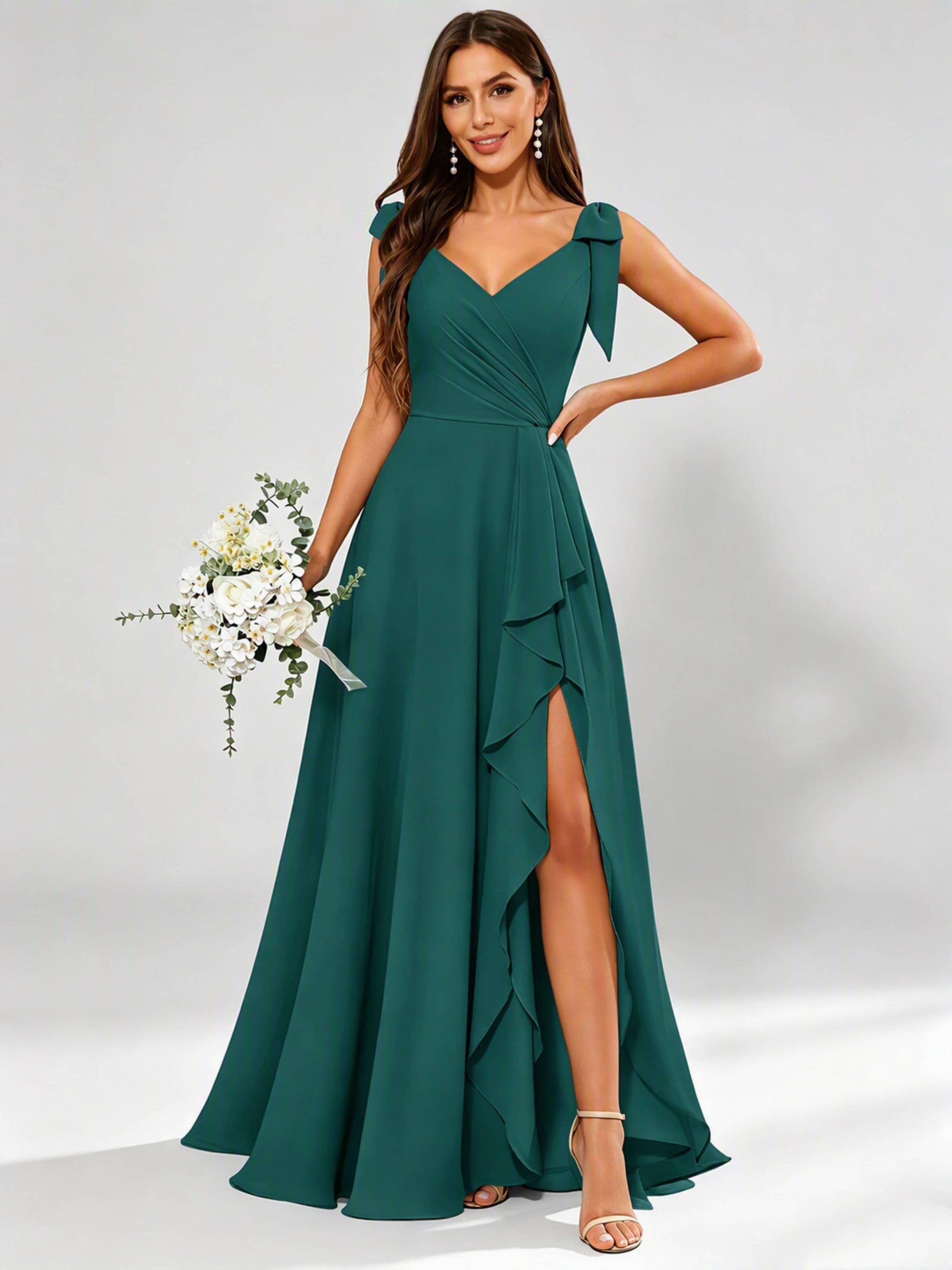 V-Neck Chiffon Bridesmaid Dresses