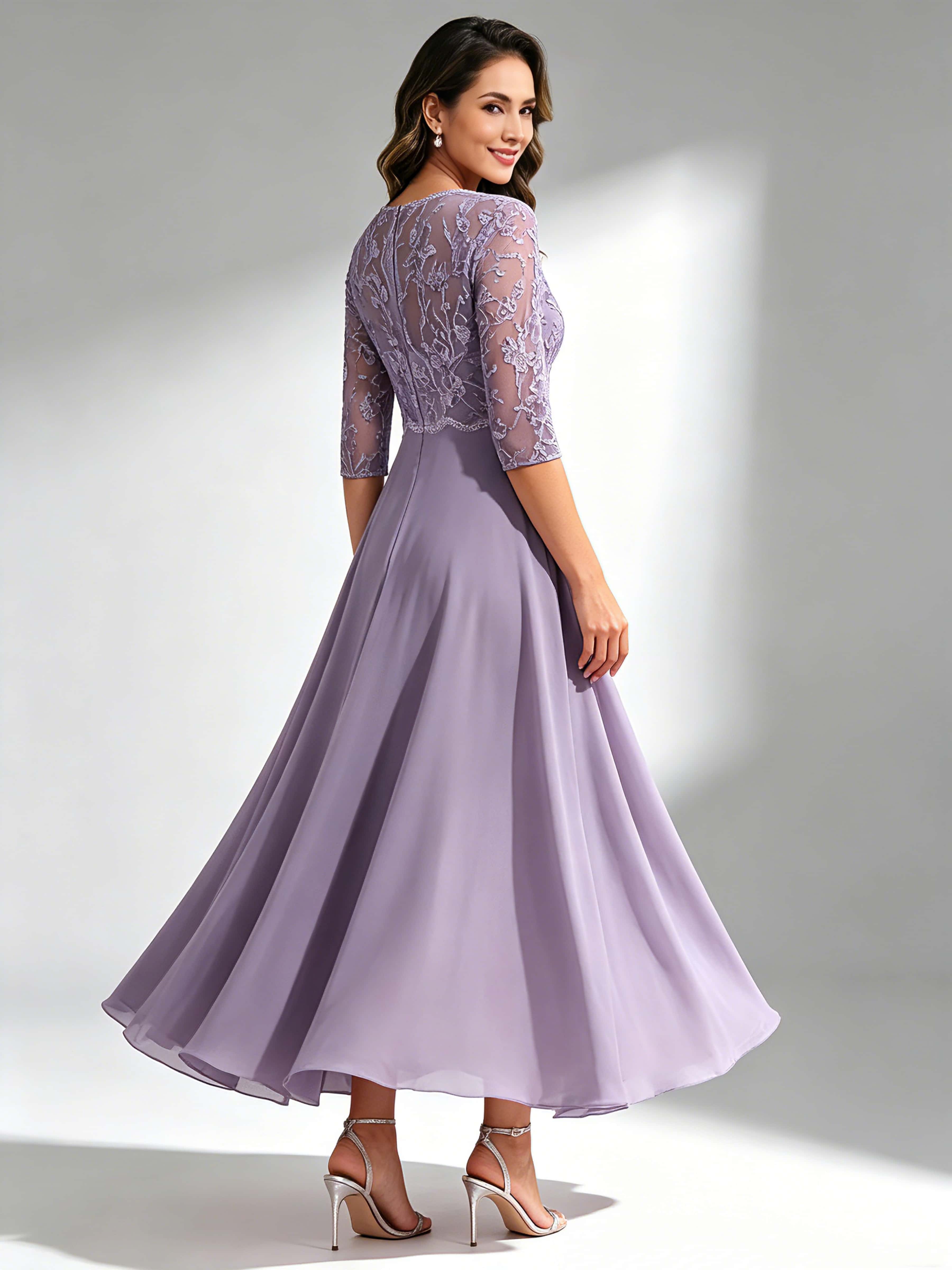 Lace Appliques Chiffon Dressy Mother of The Bride Dresses