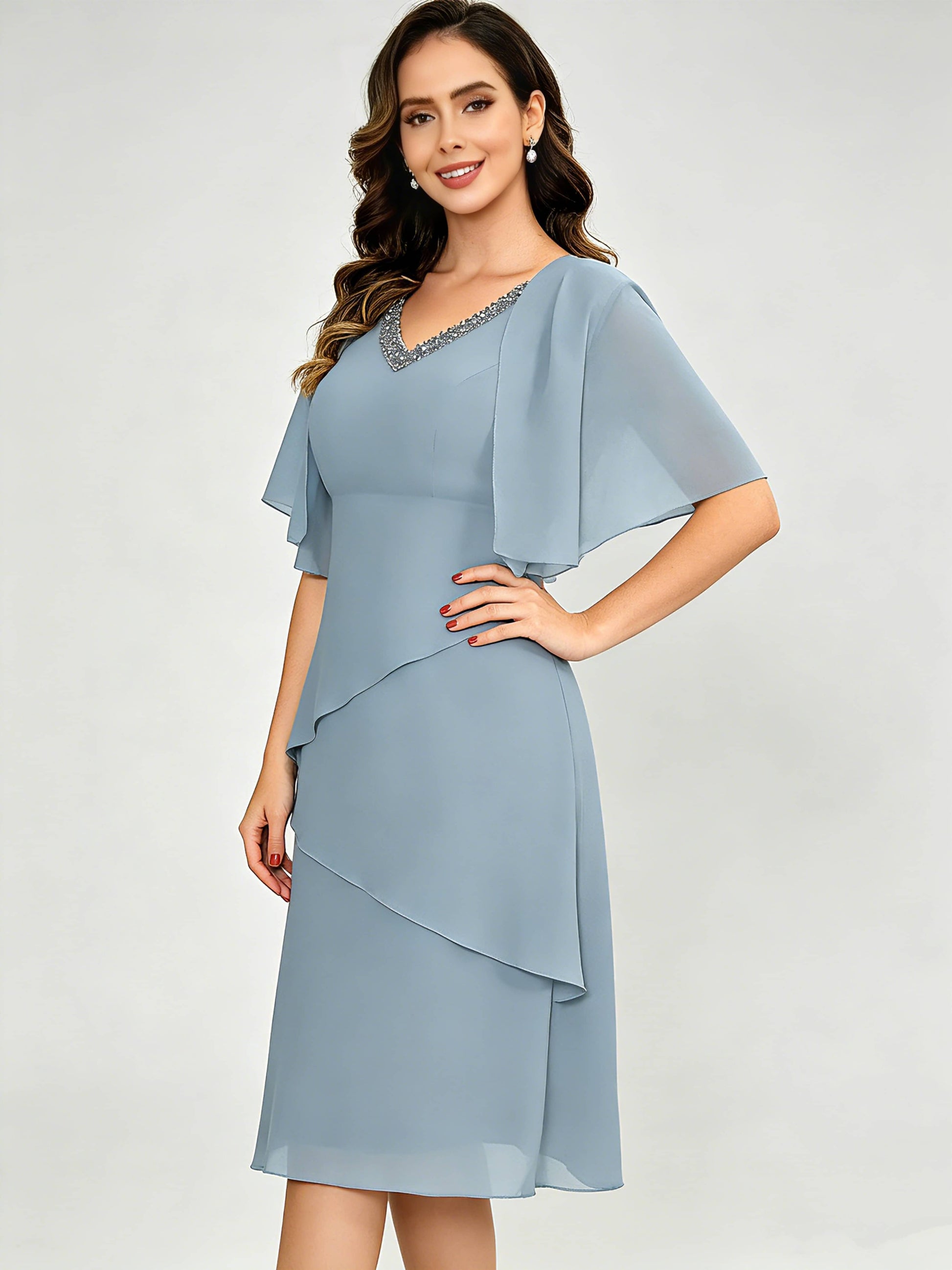 Tiered 2 Pieces Mother of The Bride Dresses with Jacket