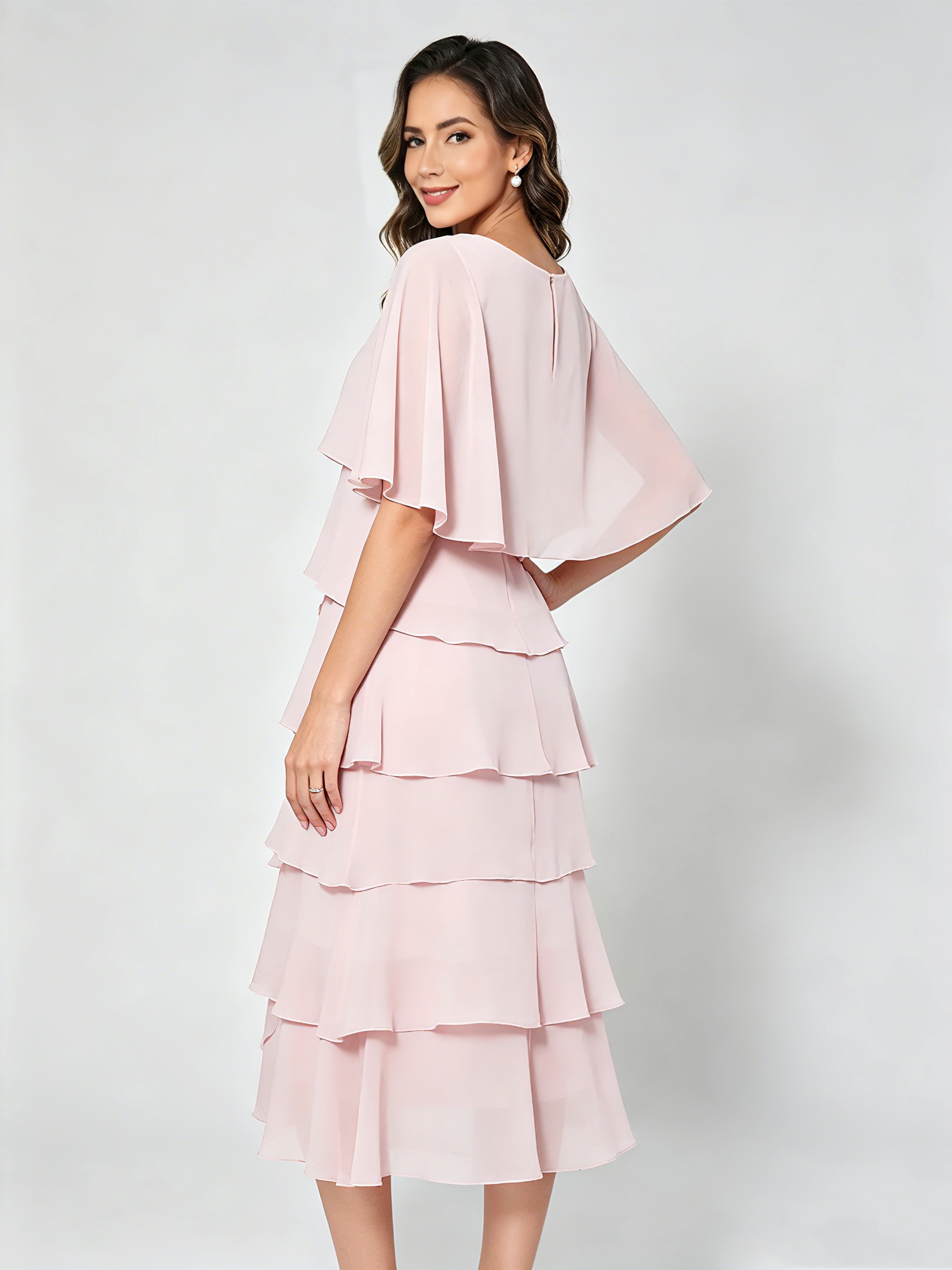 Chiffon Tiered Mother of The Bride Dress for Women Wedding