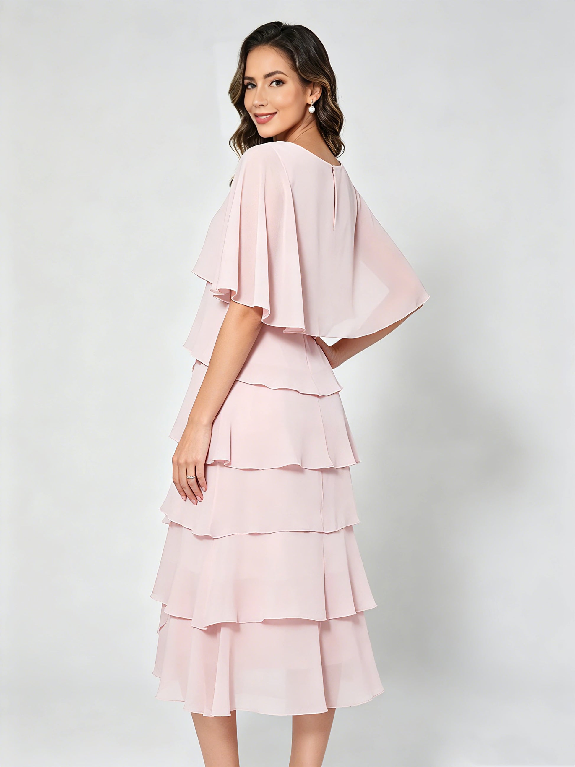 Chiffon Tiered Mother of The Bride Dress for Women Wedding