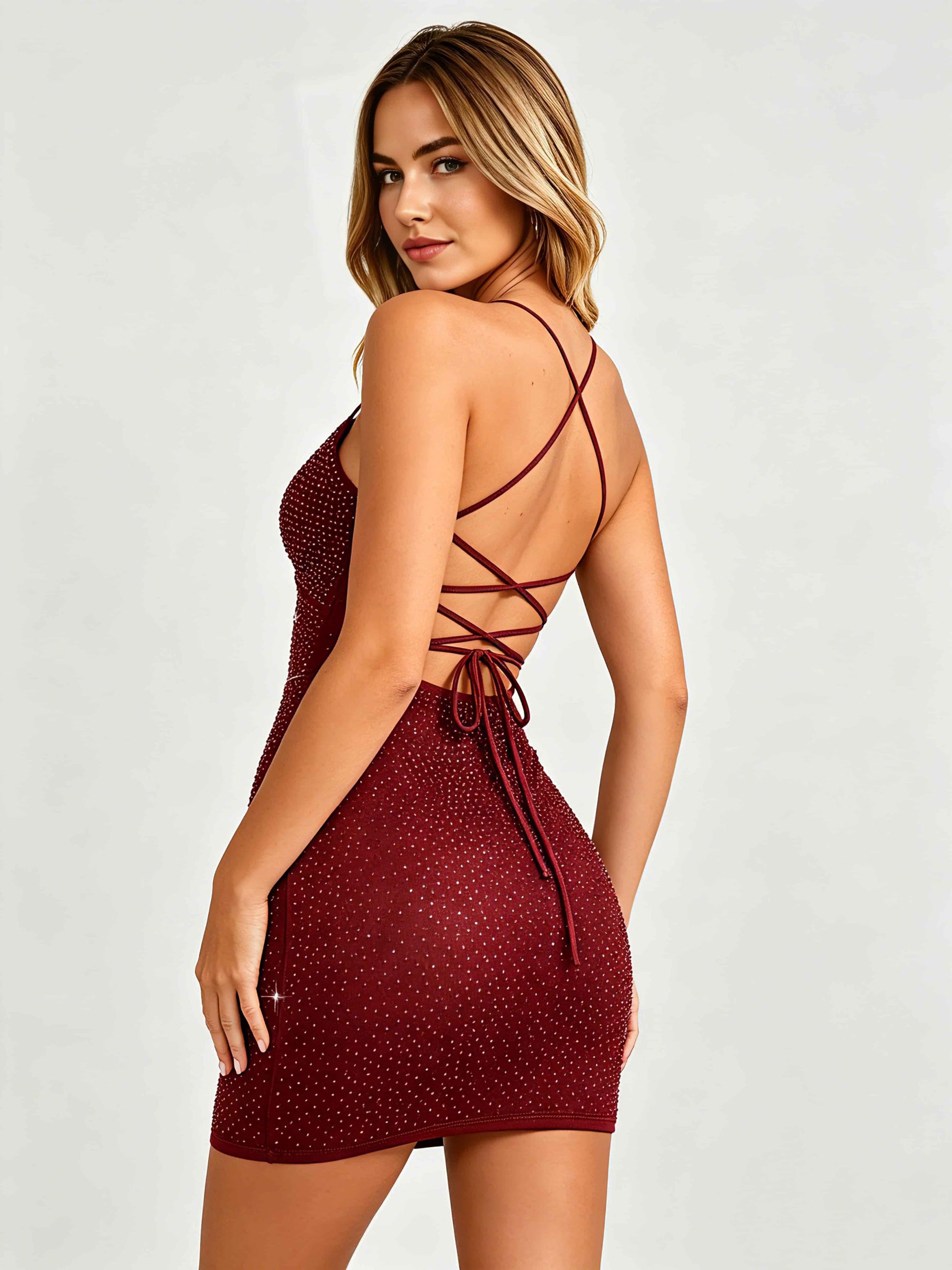 Sparkly Tight Homecoming Dresses Backless Short Prom Gown