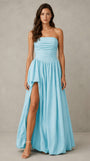 Strapless Bubble Formal Wedding Guest Dress with Slit