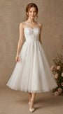 Round Neck Sleeveless Lace Tulle Puffy Wedding Dresses
