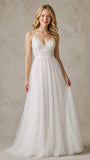 Floor Length Spaghetti Straps Tulle Simple Wedding Dress