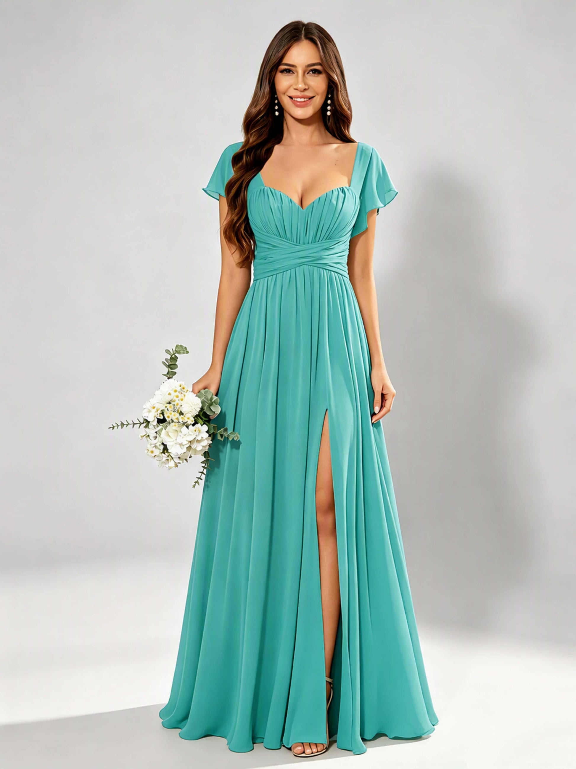 Chiffon Sweetheart Neck Empire Waist Bridesmaid Dresses