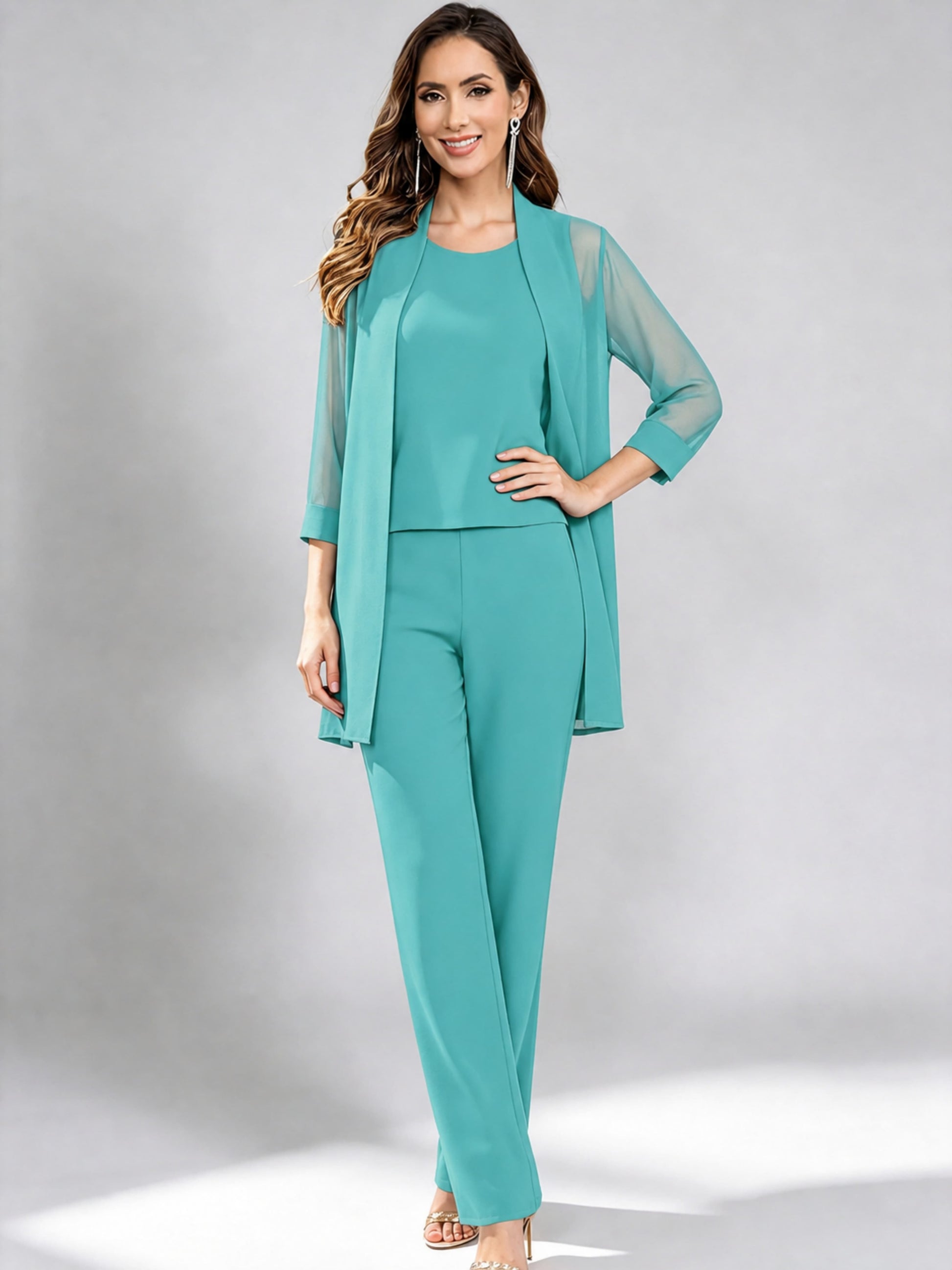3 Pieces Mother of The Bride Pantsuits Formal Dressy Outfit