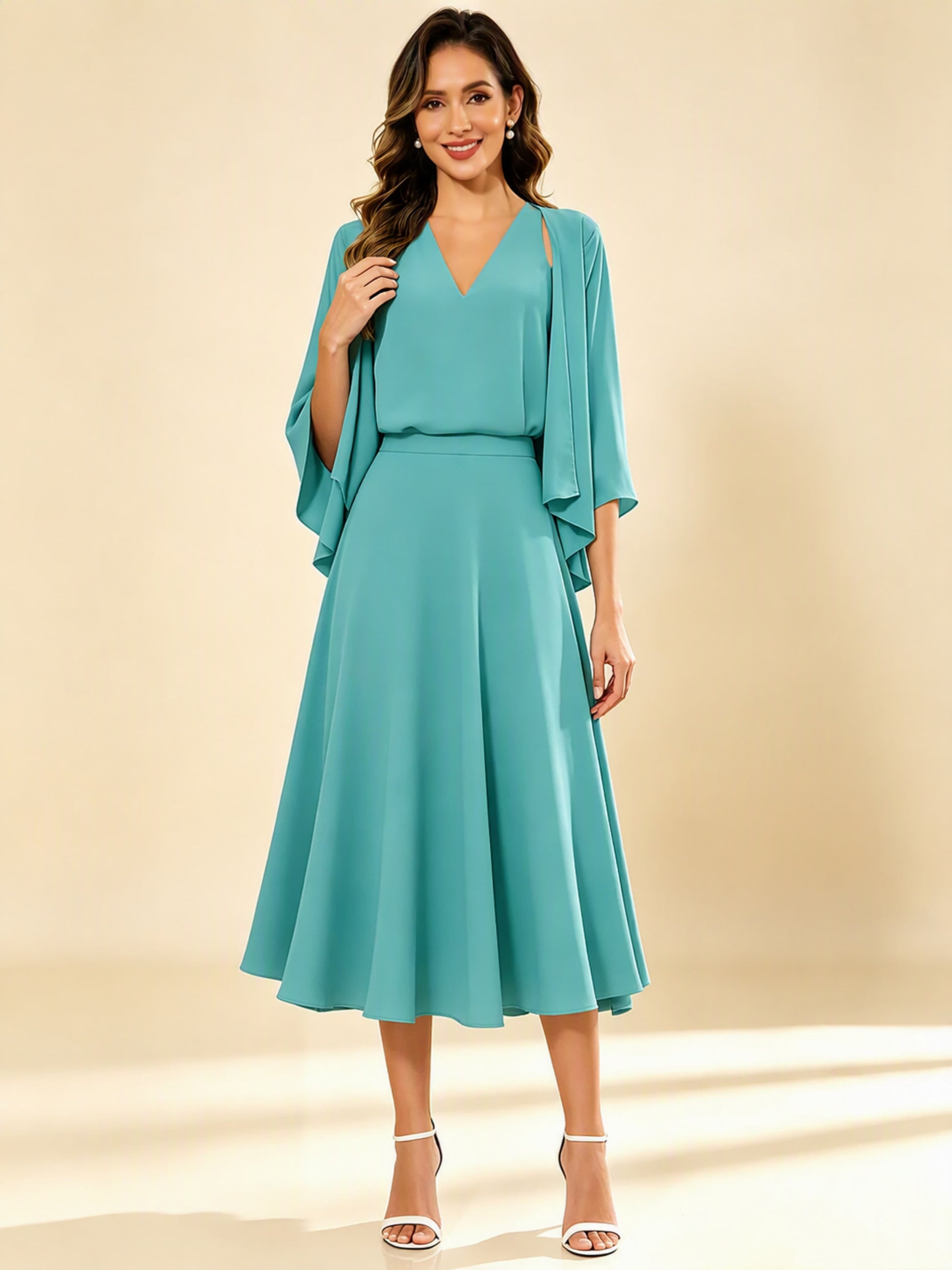 A-Line Chiffon 3 Pieces Dressy Mother of The Bride Dresses