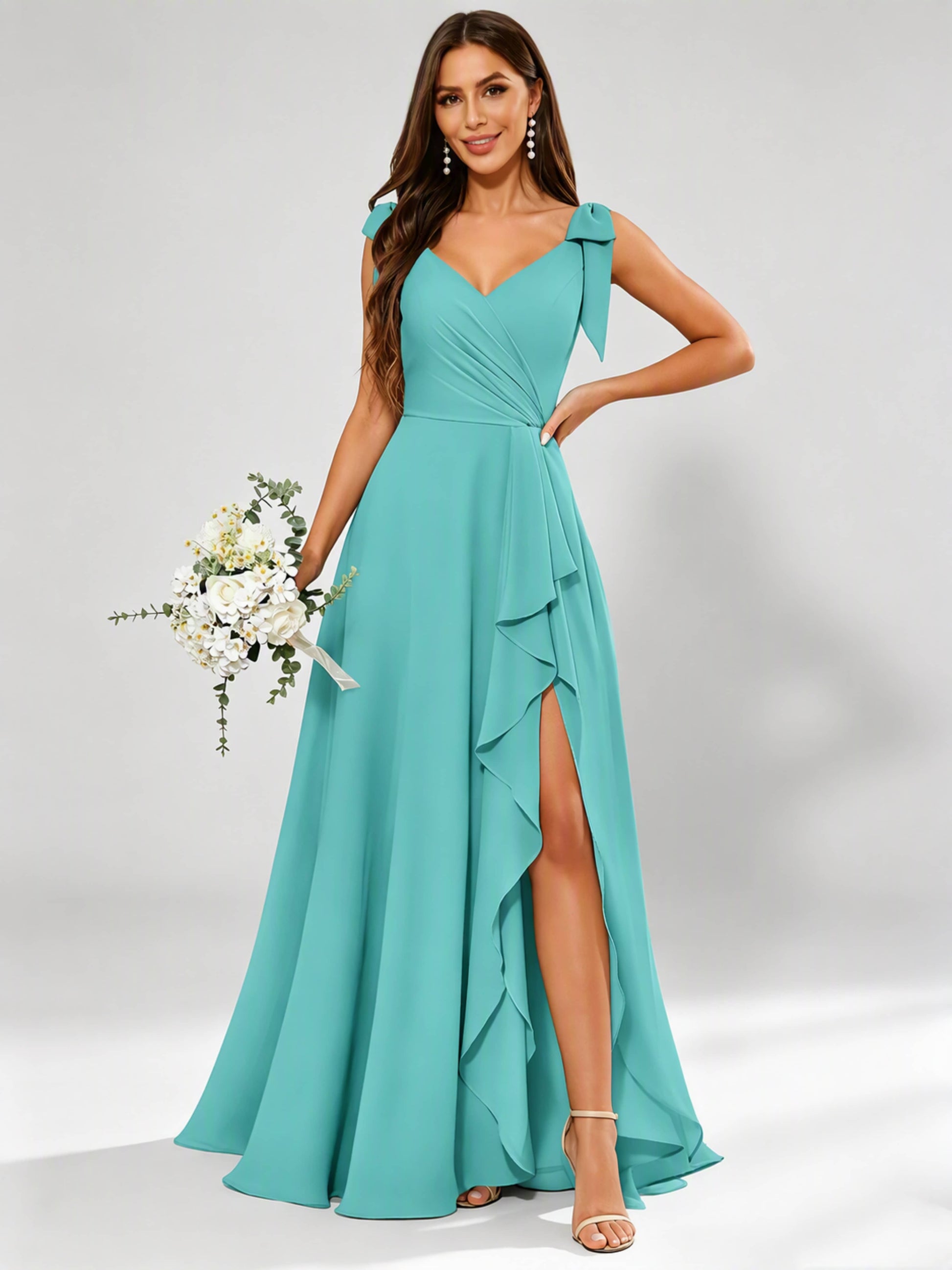V-Neck Chiffon Bridesmaid Dresses