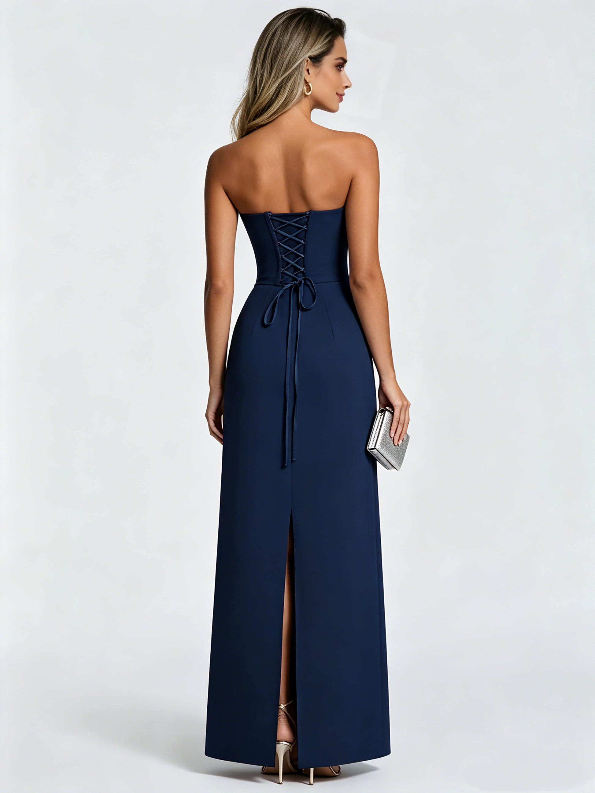 Satin Prom Dresses for Teens Strapless Formal Evening Gown