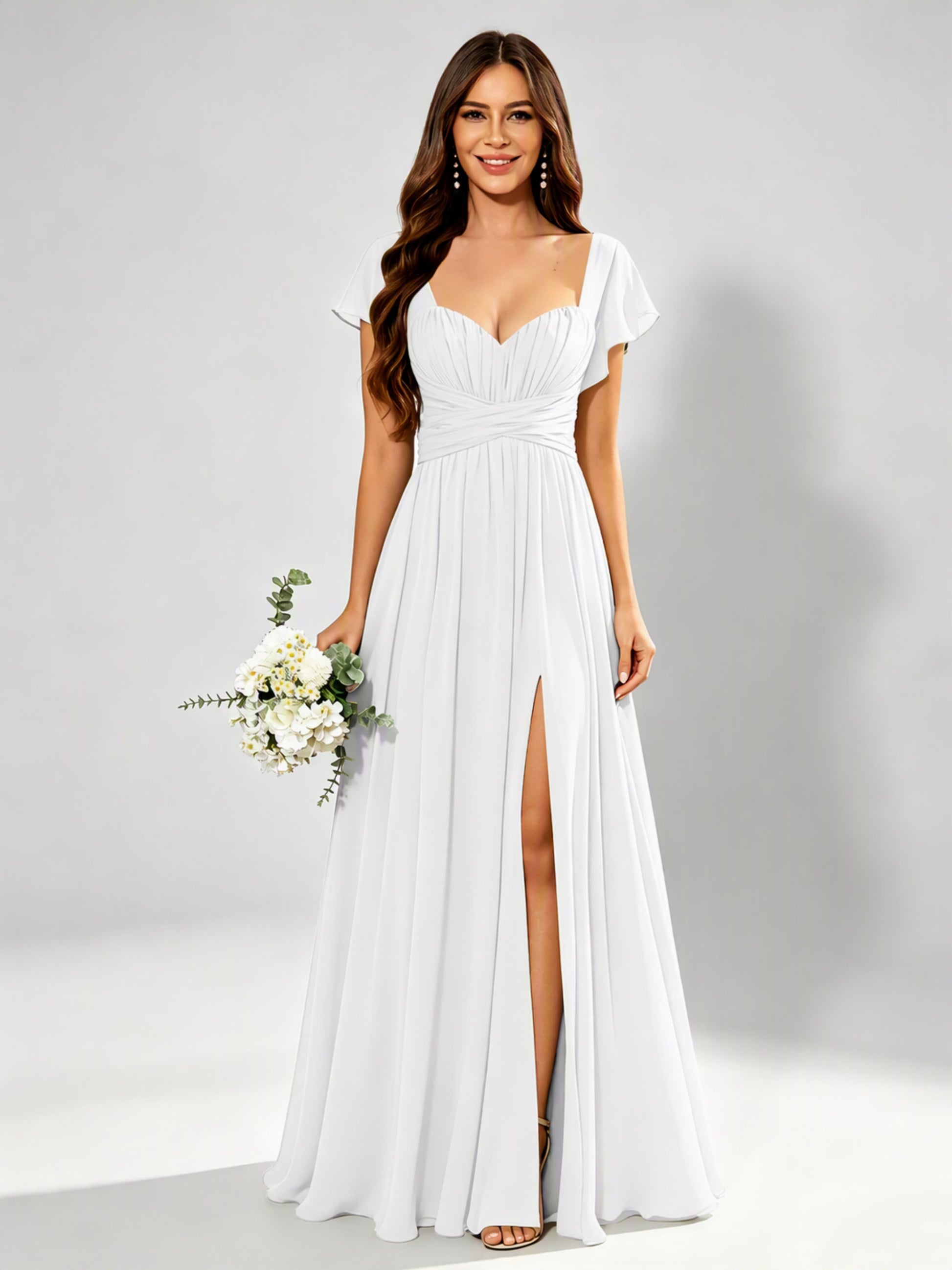 Chiffon Sweetheart Neck Empire Waist Bridesmaid Dresses