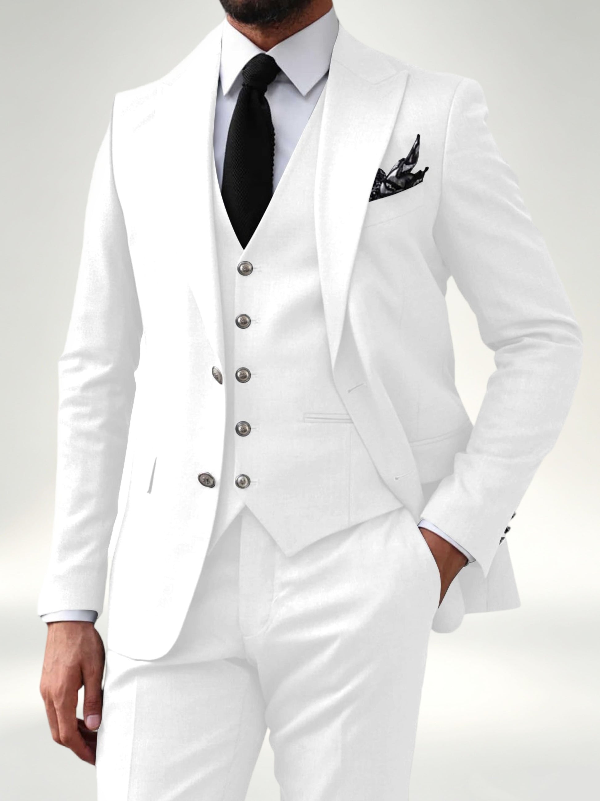 Elegant Men's 2 Button Solid 3 Pieces Formal Wedding Suits
