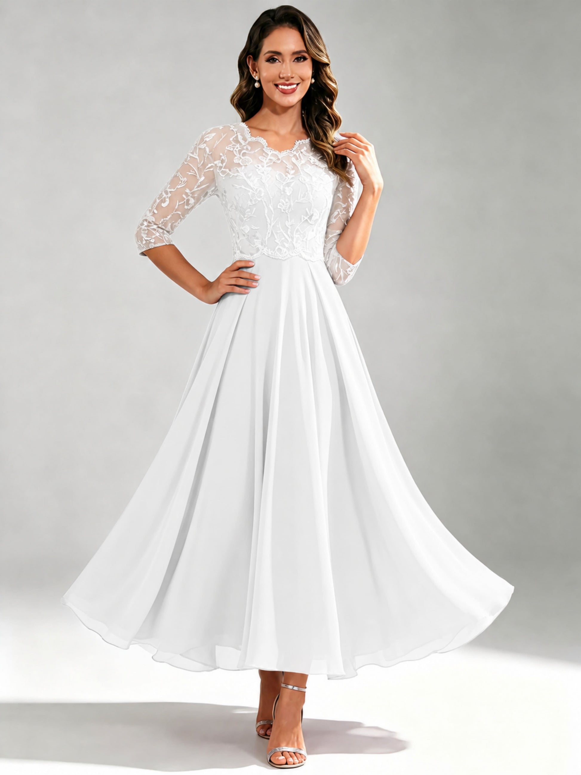 Lace Appliques Chiffon Dressy Mother of The Bride Dresses