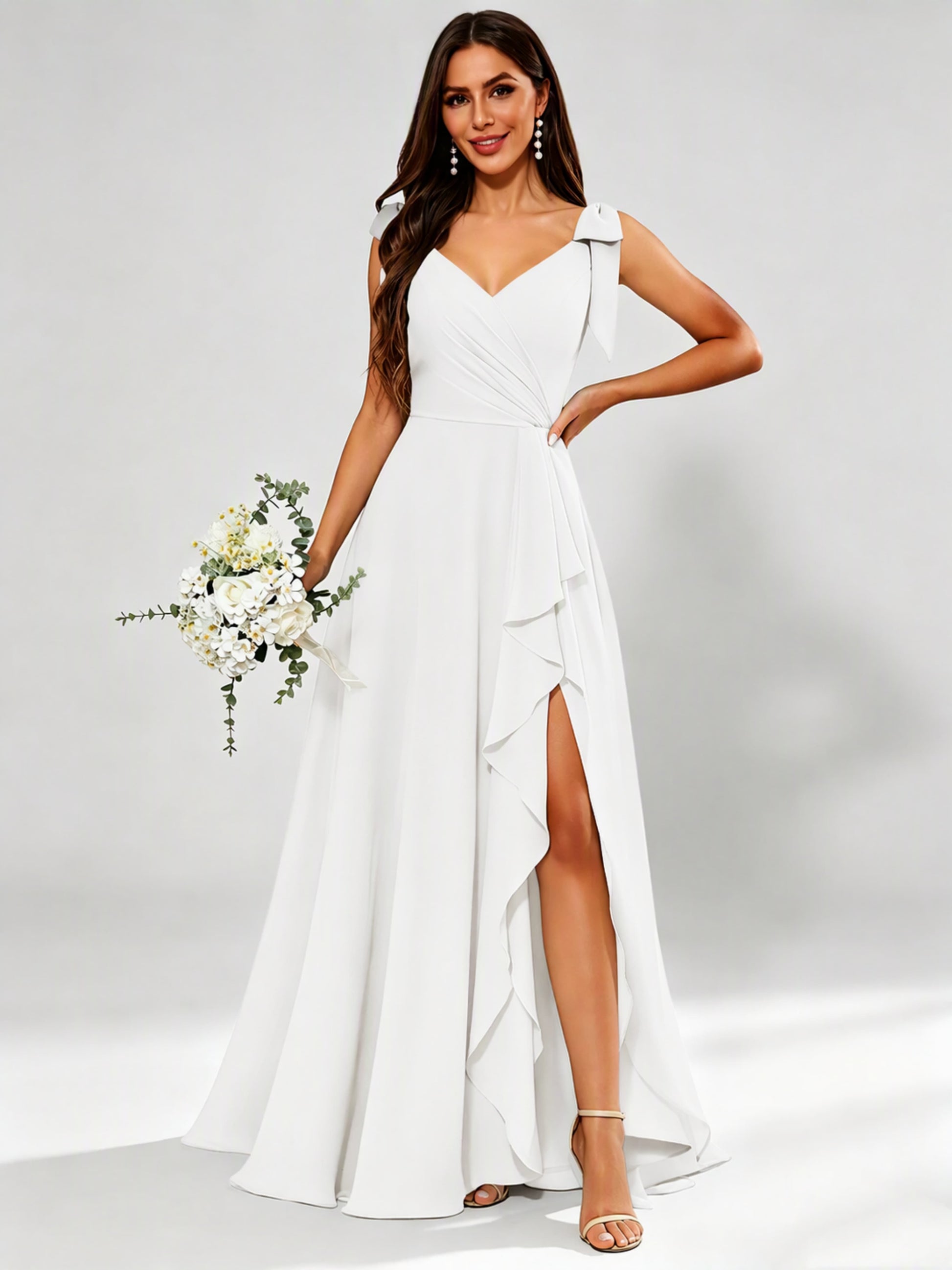 V-Neck Chiffon Bridesmaid Dresses