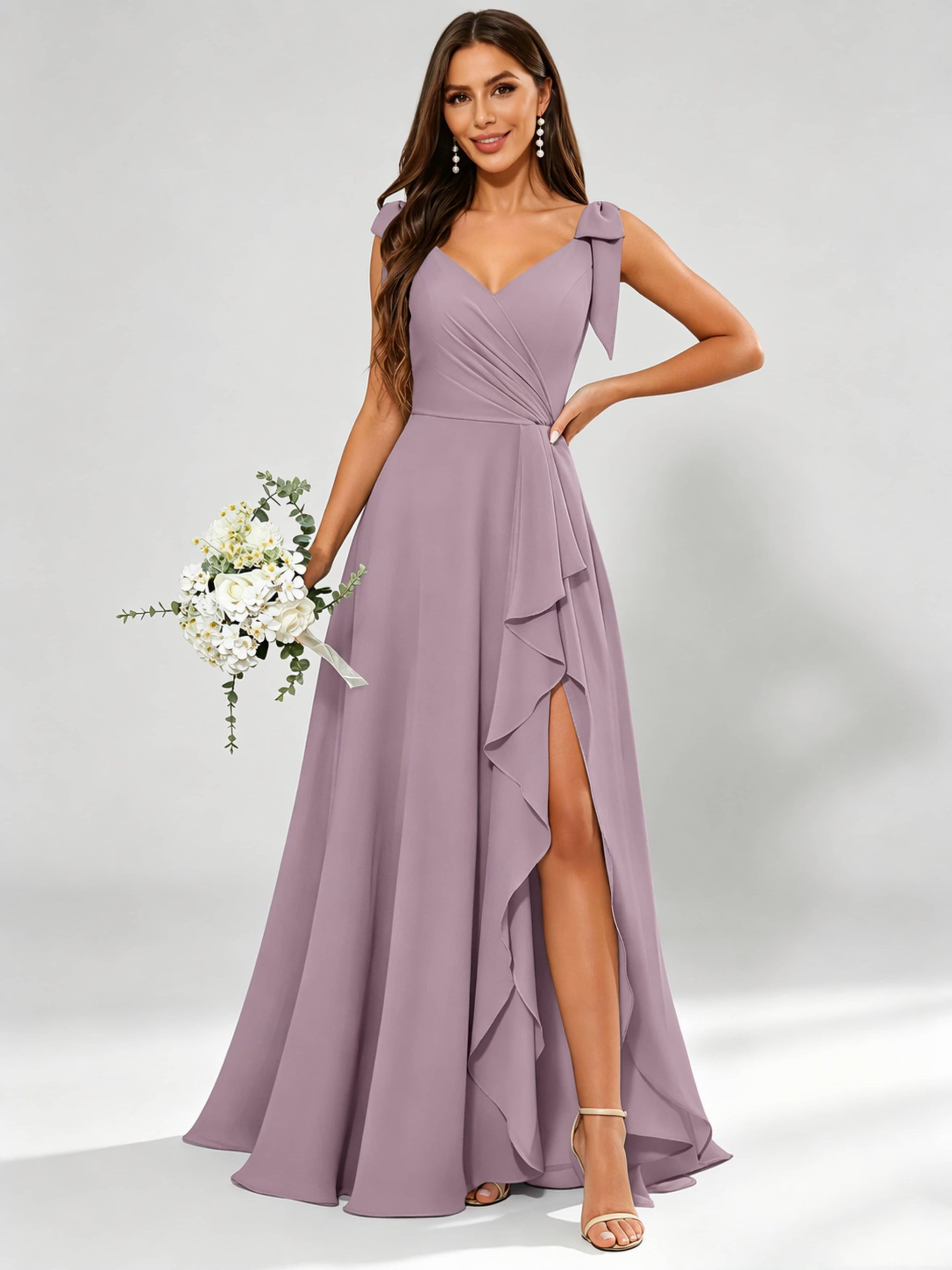 V-Neck Chiffon Bridesmaid Dresses