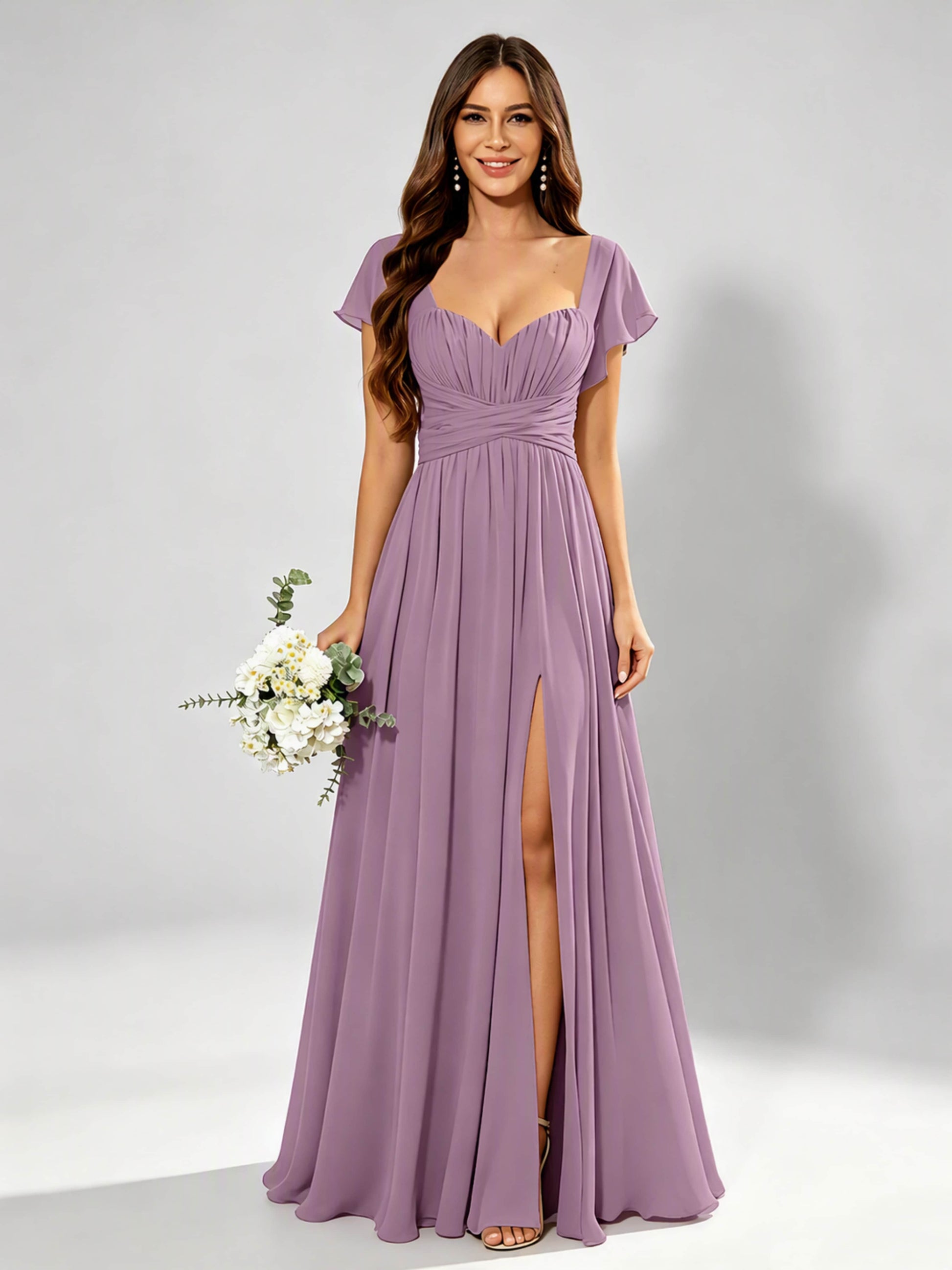 Chiffon Sweetheart Neck Empire Waist Bridesmaid Dresses