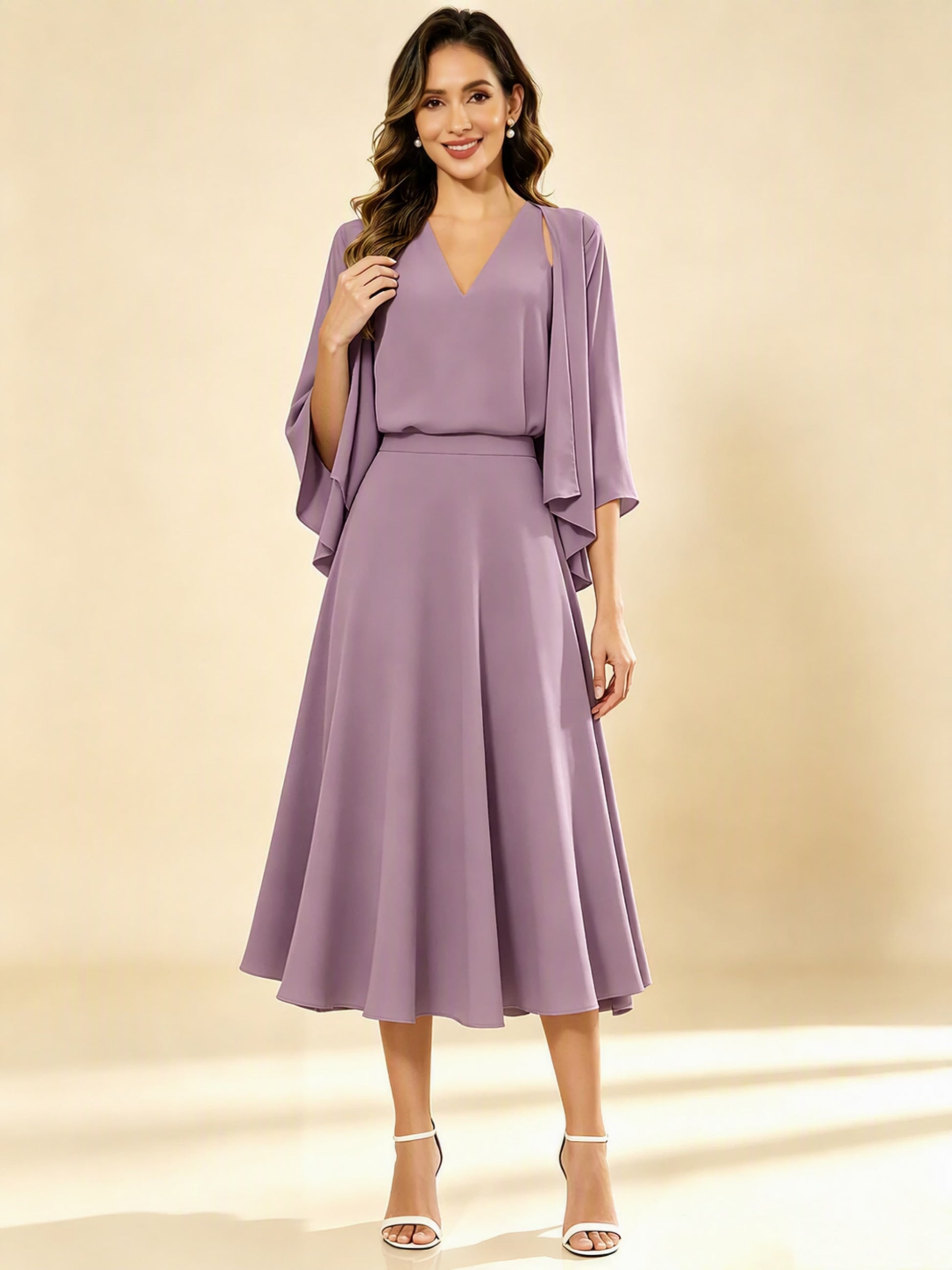 A-Line Chiffon 3 Pieces Dressy Mother of The Bride Dresses