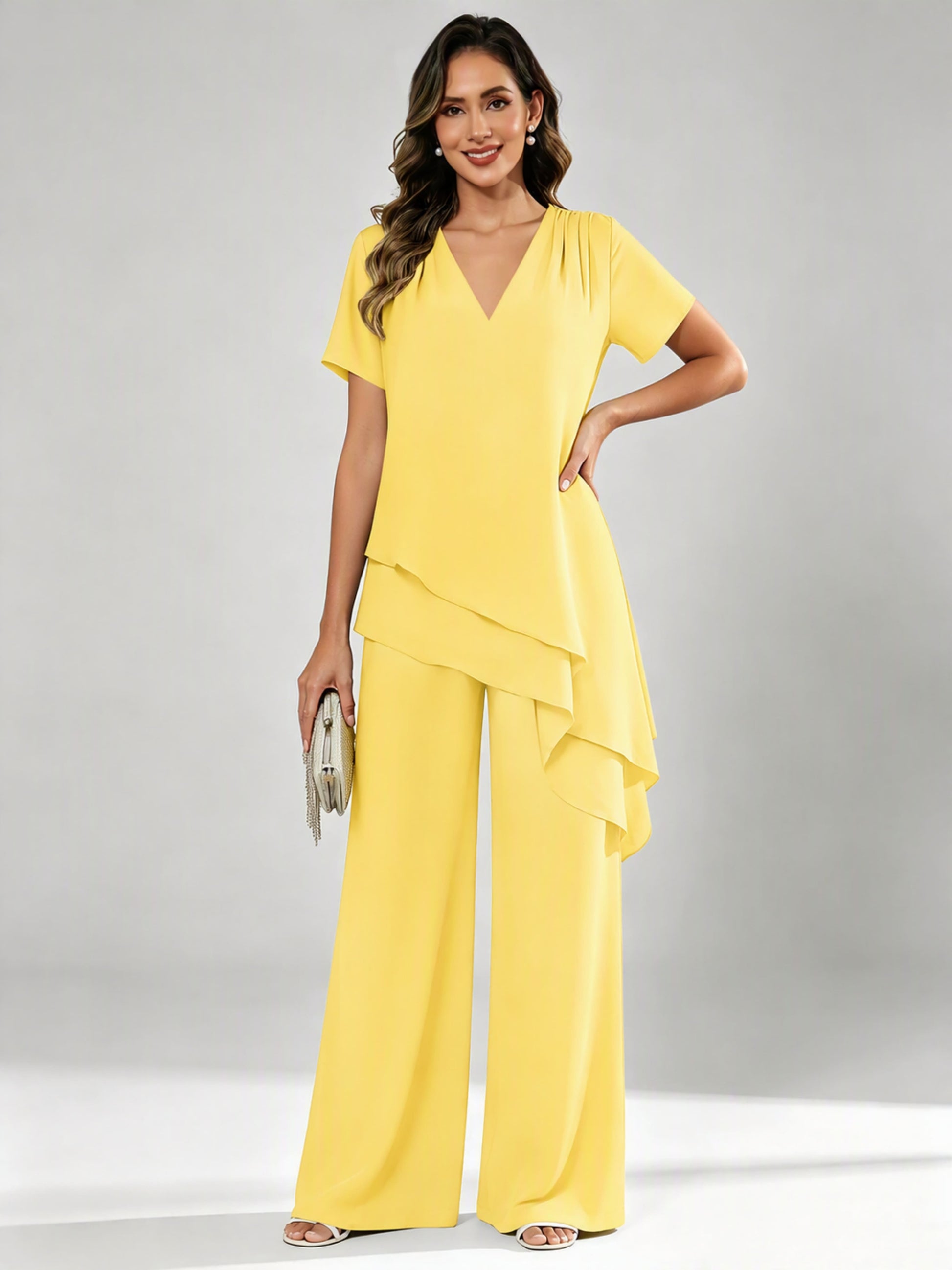Chiffon 2 Pieces Dressy Mother of The Birde Pant Suits