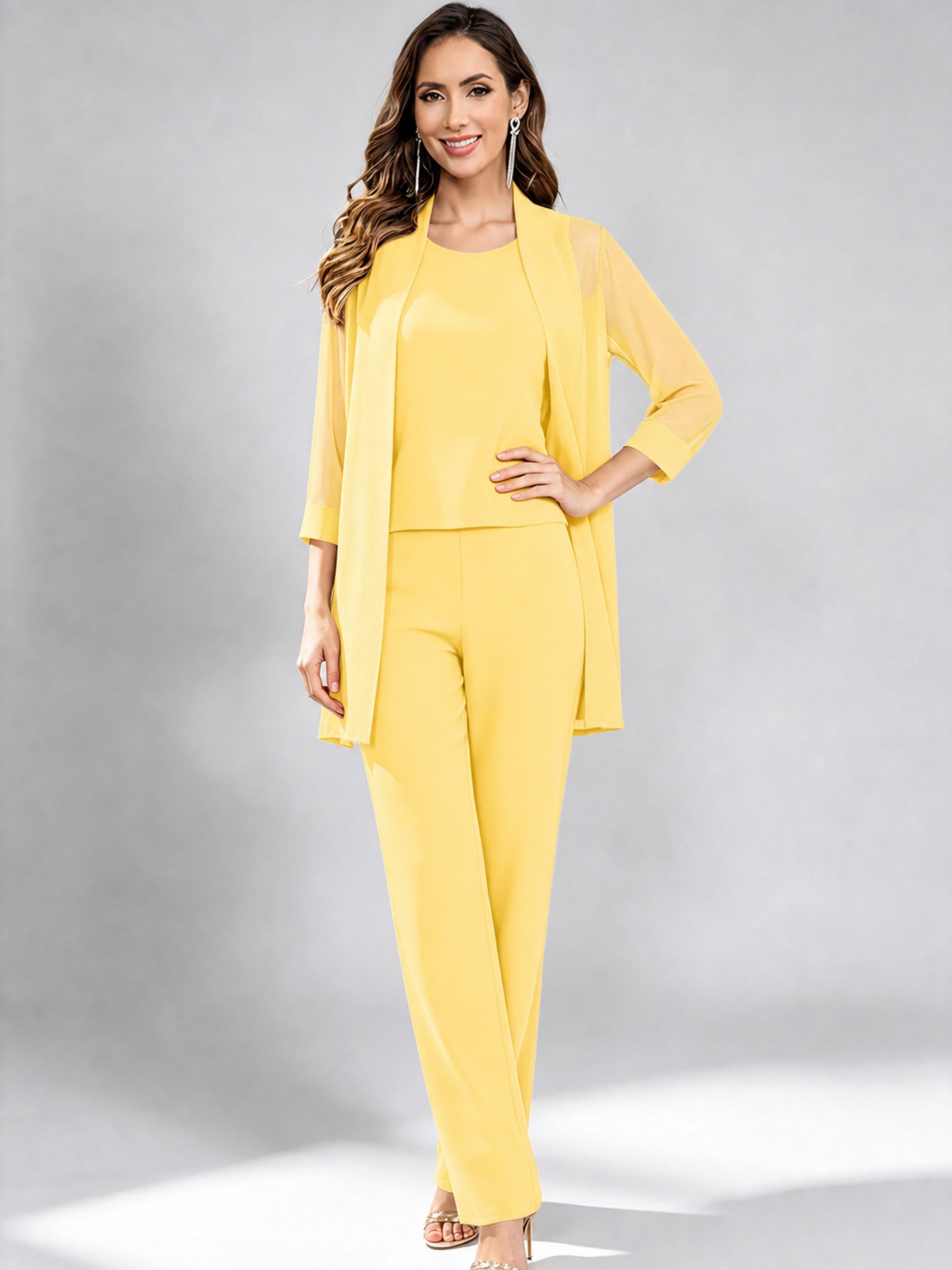 3 Pieces Mother of The Bride Pantsuits Formal Dressy Outfit
